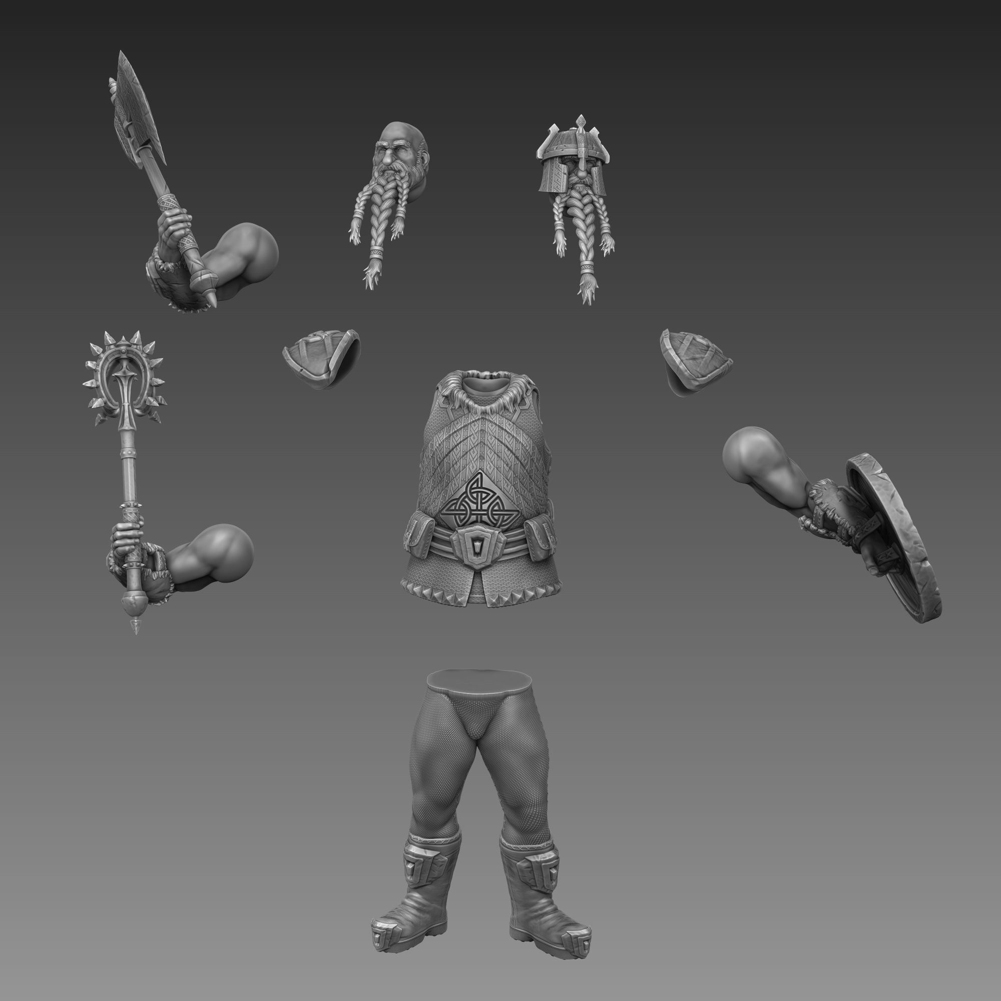 Dwarf Warrior 3D Print Ready 3D print model_23