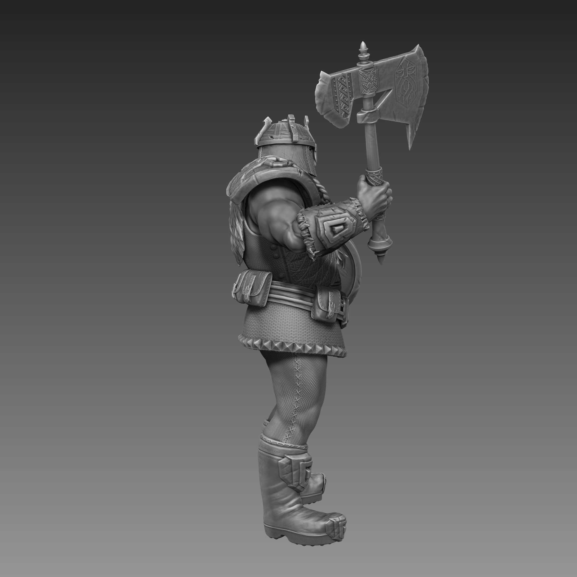 Dwarf Warrior 3D Print Ready 3D print model_5