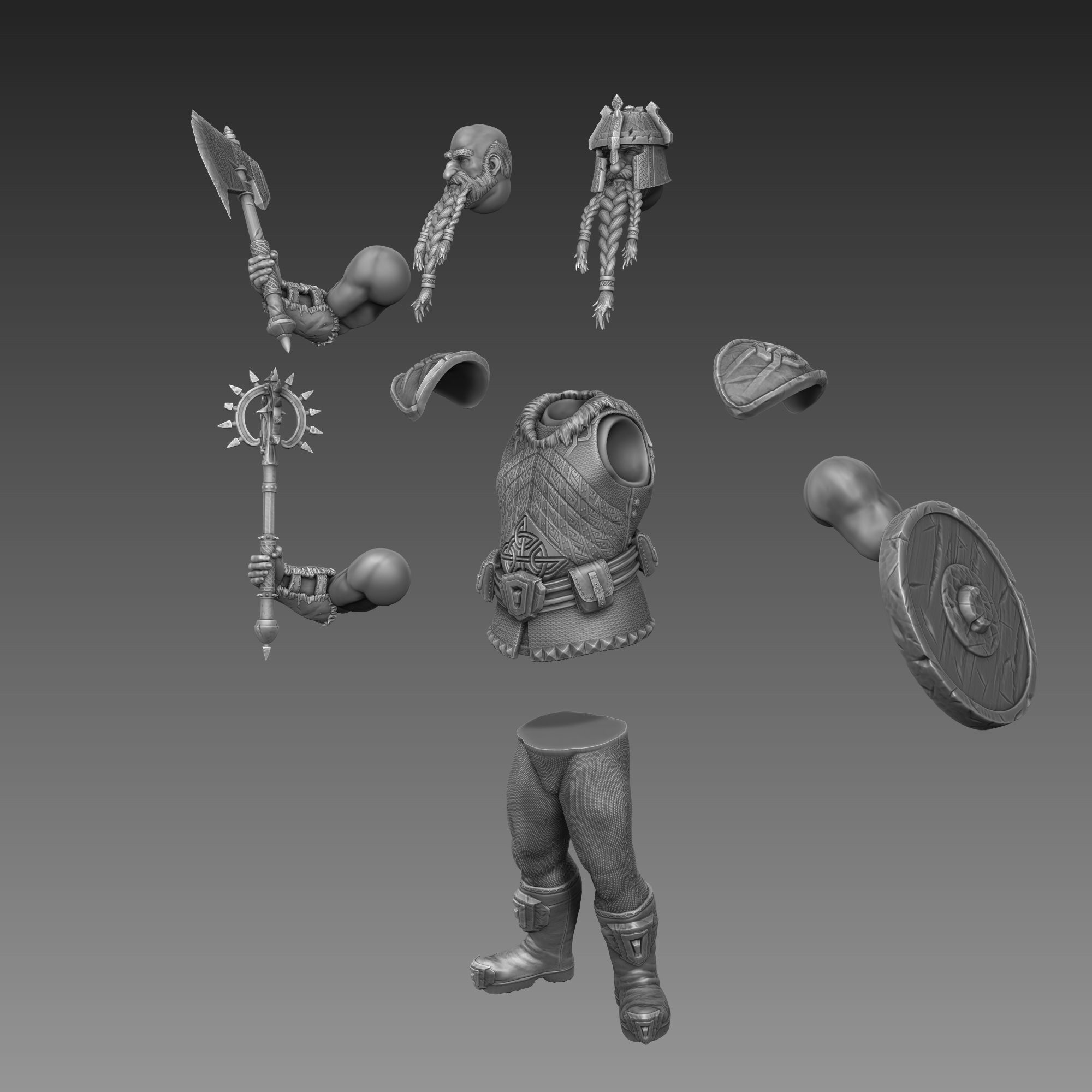 Dwarf Warrior 3D Print Ready 3D print model_22