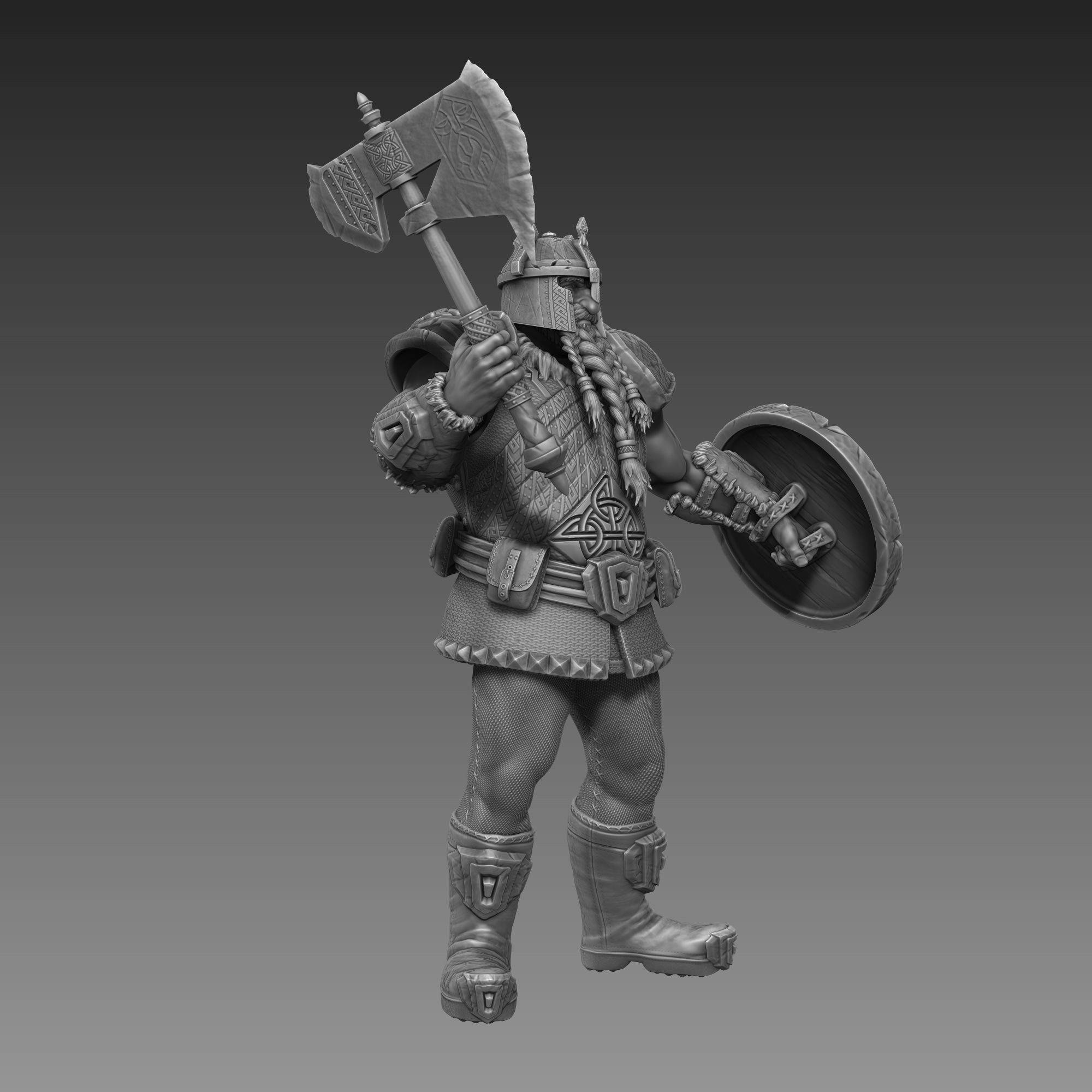 Dwarf Warrior 3D Print Ready 3D print model_4