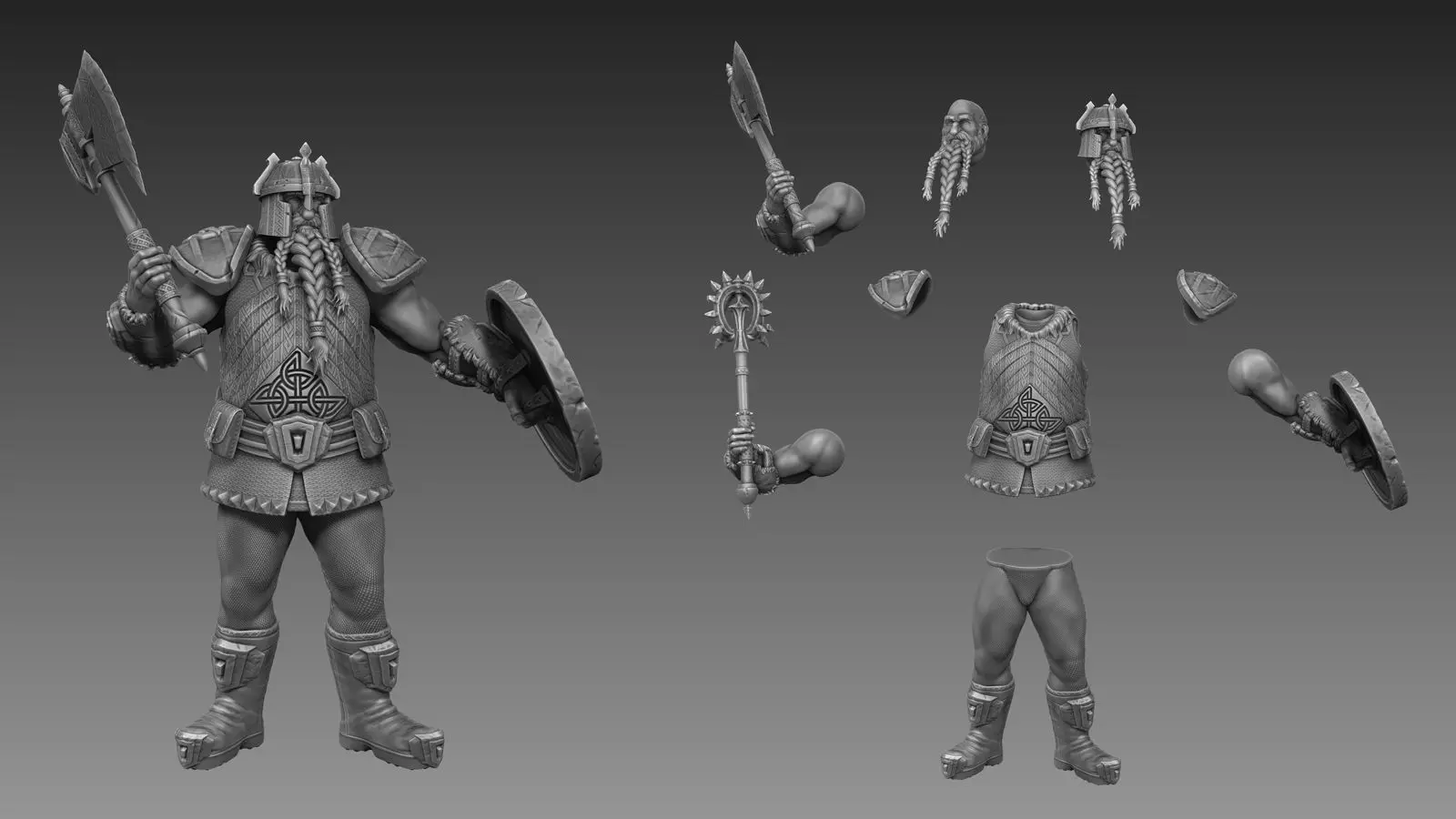 Dwarf Warrior 3D Print Ready 3D print model_0