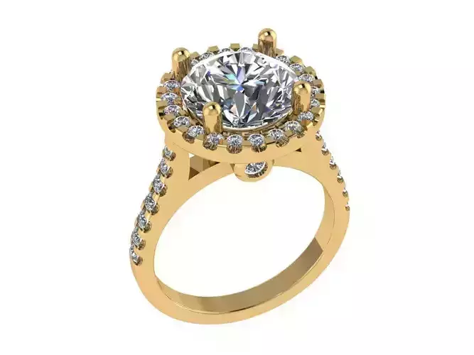 Ring504 halo engagement ring gold
