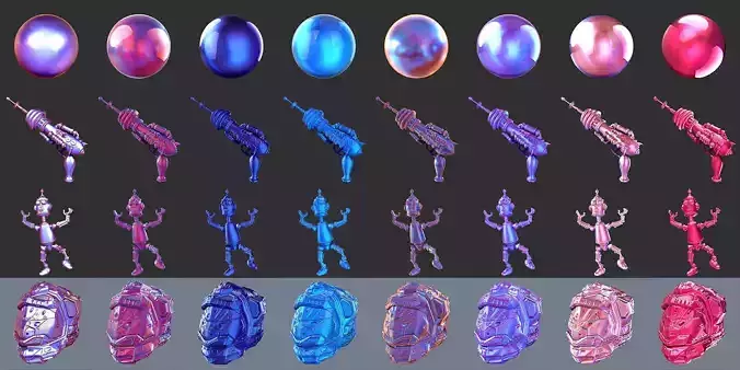 Glossy Metals Pack 1 MatCaps for Zbrush 3D model
