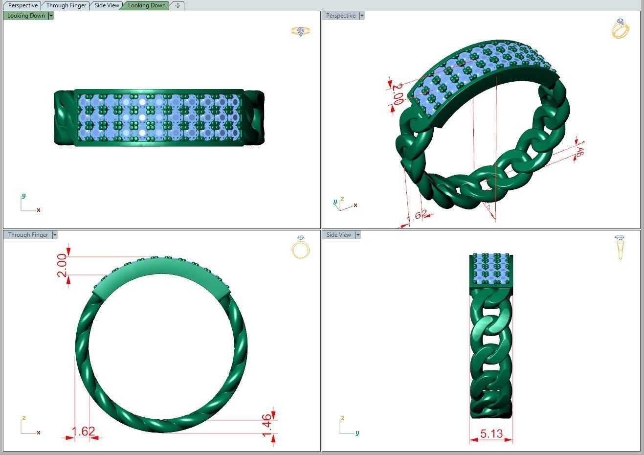 Ring505 diamond band ring gold 3D print model_5