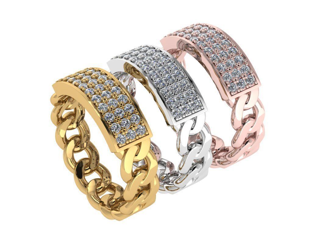 Ring505 diamond band ring gold 3D print model_4