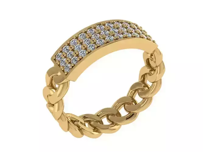 Ring505 diamond band ring gold 3D print model