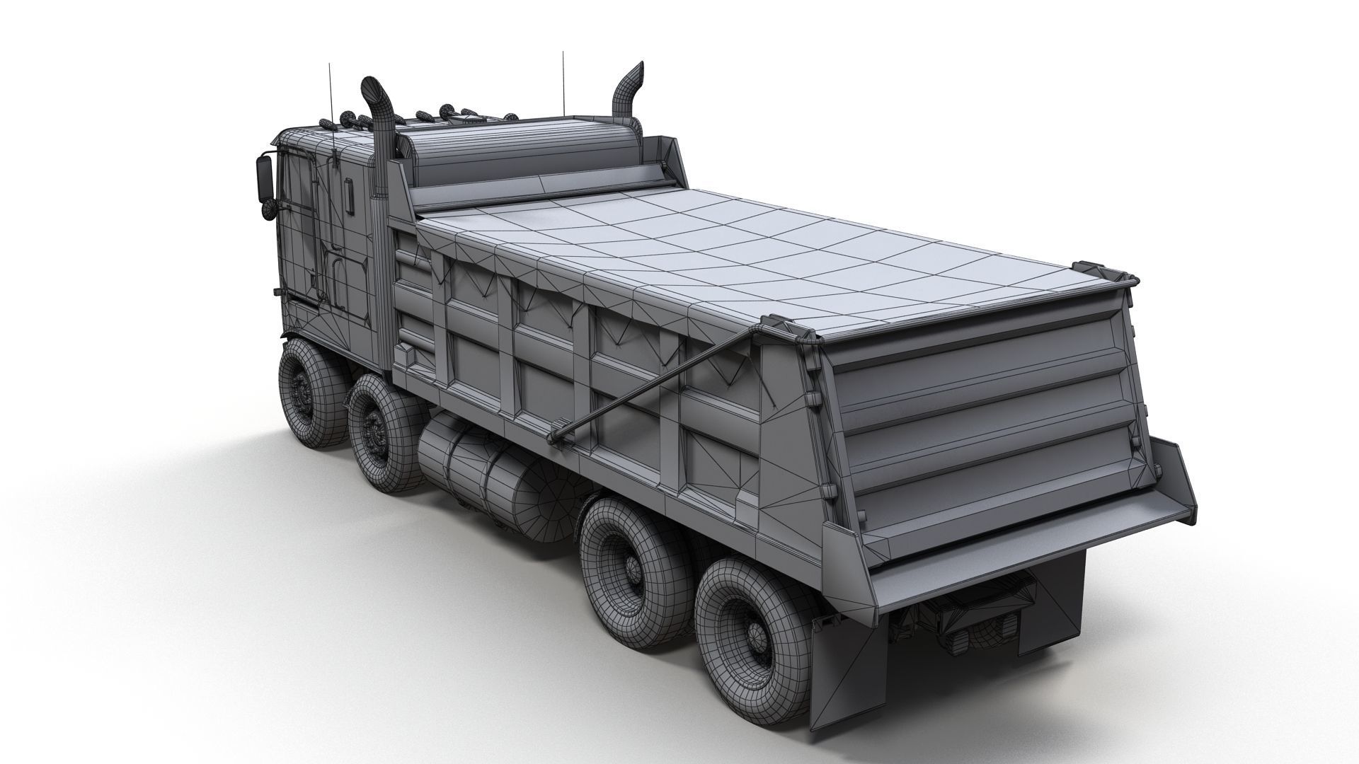 Peterbilt 362 tandem dump truck Low-poly 3D model_16