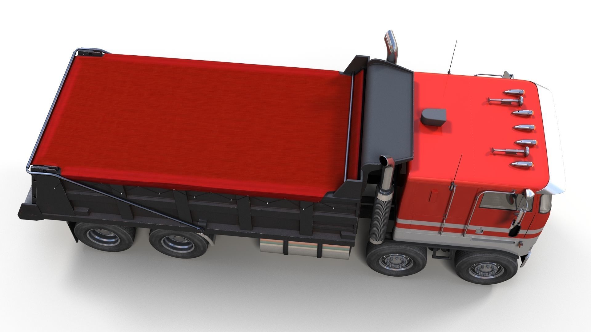 Peterbilt 362 tandem dump truck Low-poly 3D model_12