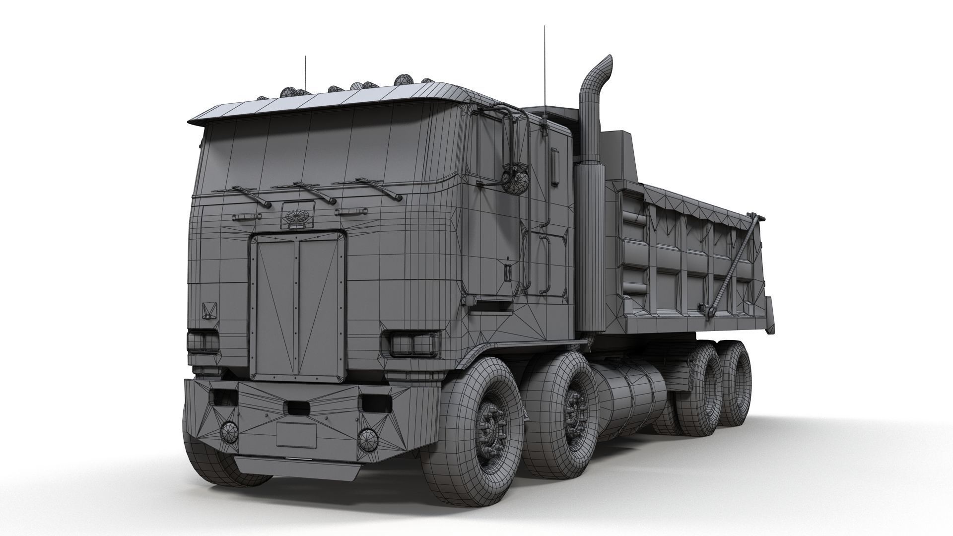 Peterbilt 362 tandem dump truck Low-poly 3D model_20