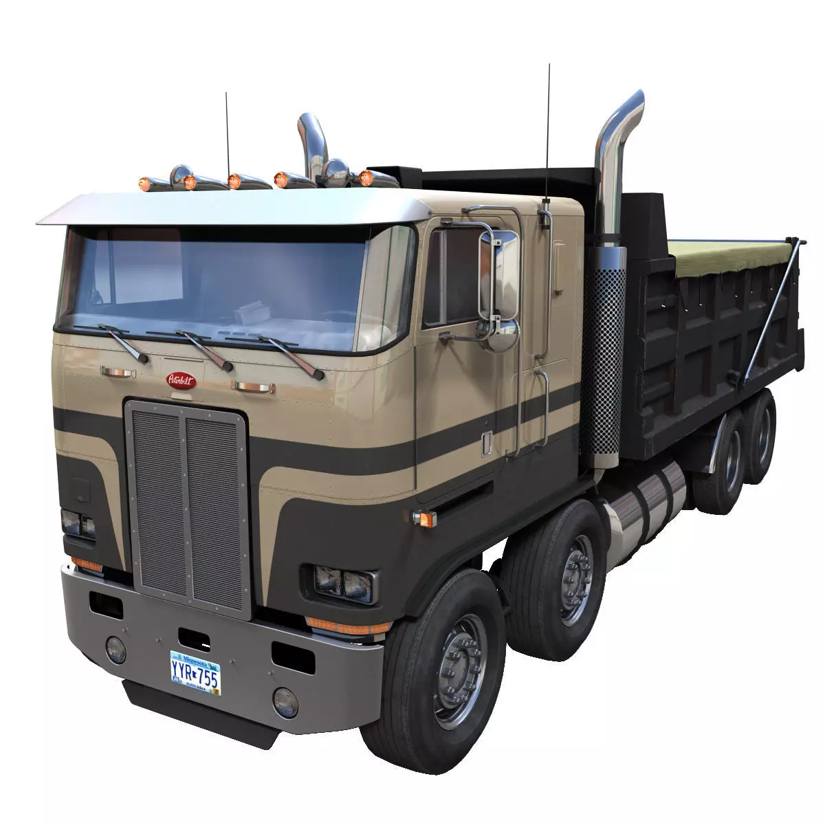Peterbilt 362 tandem dump truck Low-poly 3D model_0