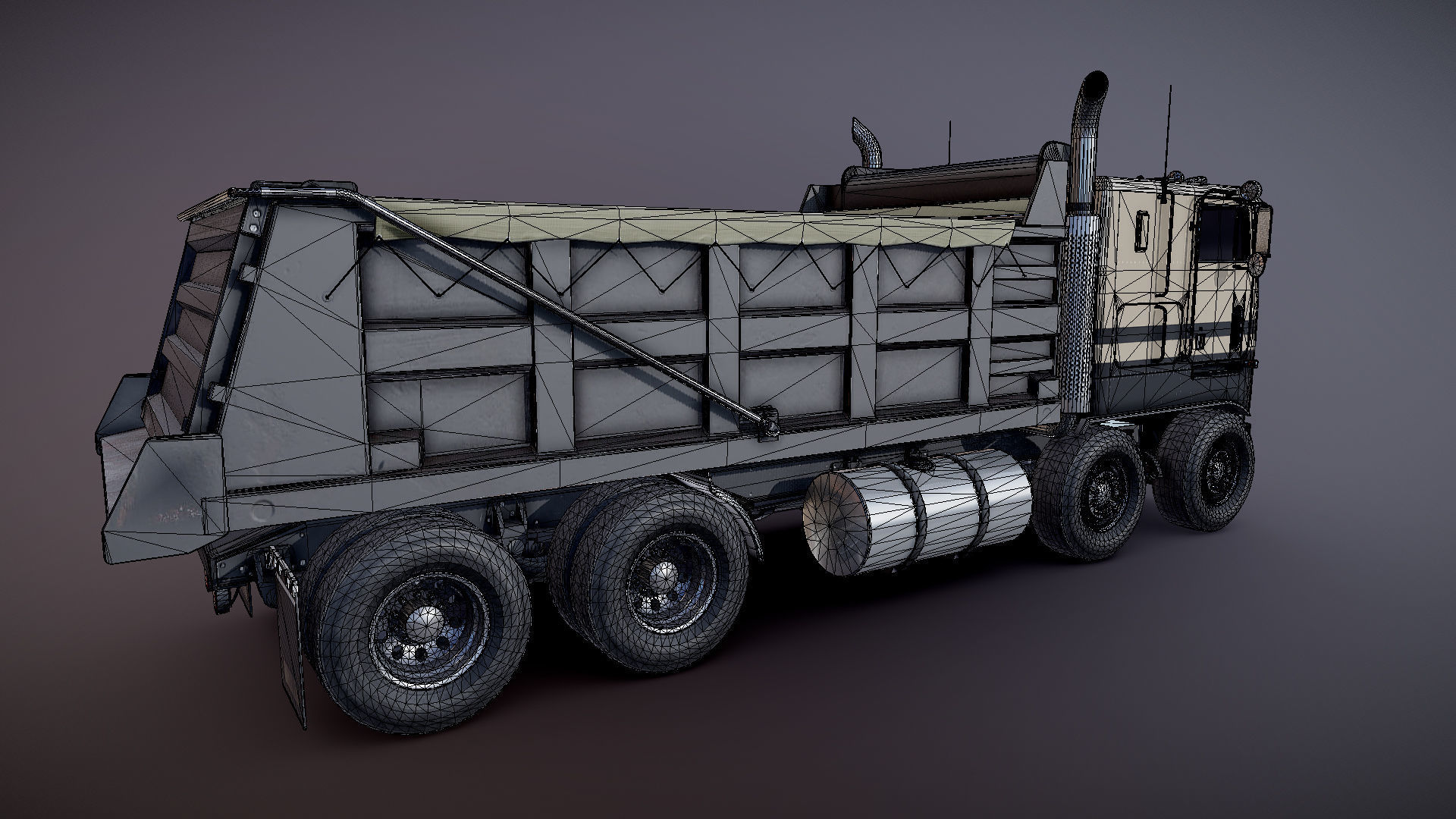 Peterbilt 362 tandem dump truck Low-poly 3D model_28