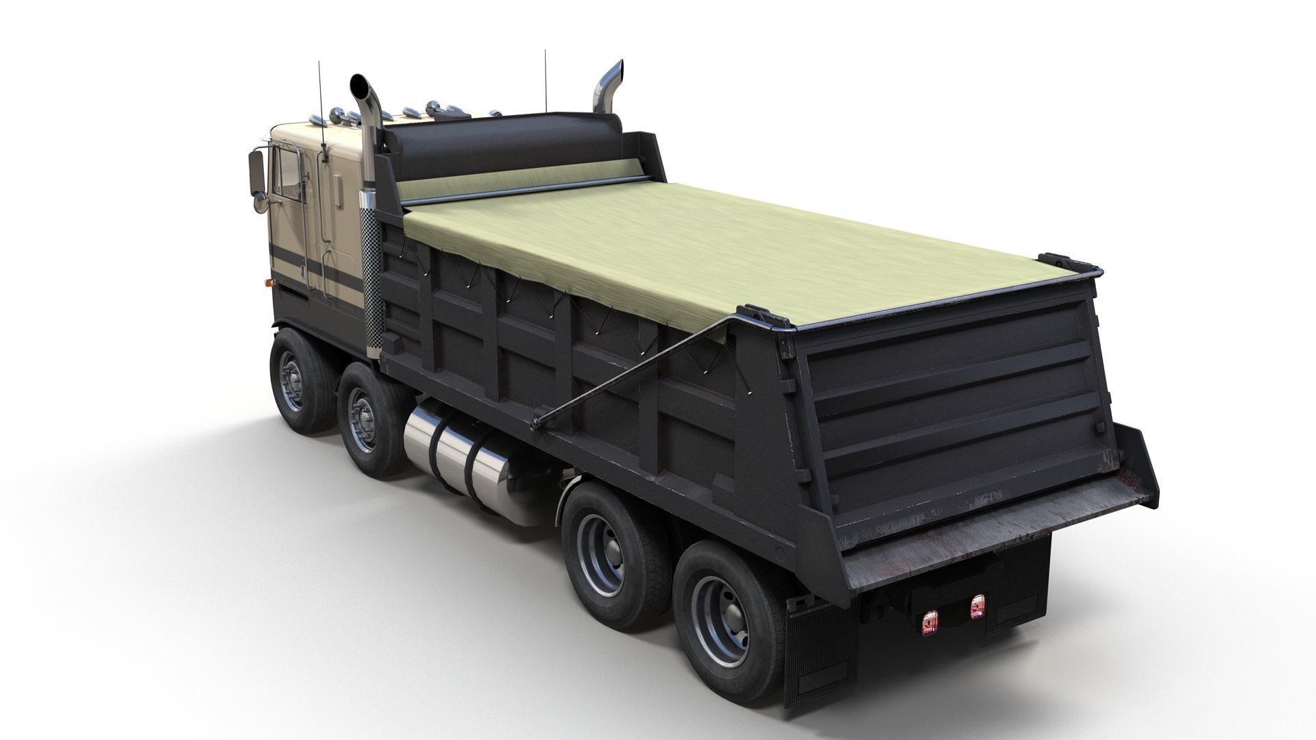 Peterbilt 362 tandem dump truck Low-poly 3D model_4