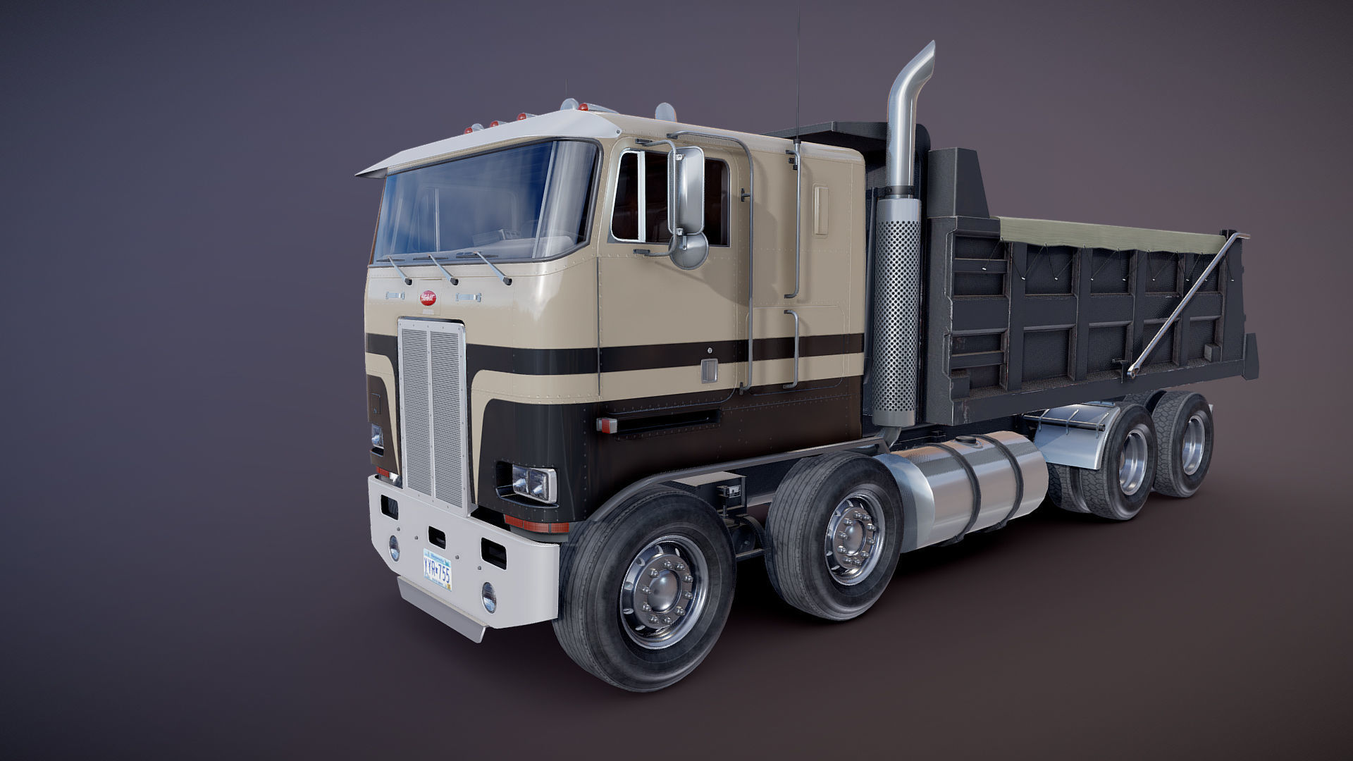 Peterbilt 362 tandem dump truck Low-poly 3D model_21