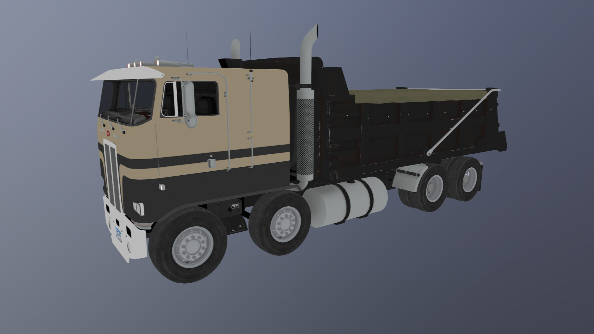 Peterbilt 362 tandem dump truck Low-poly 3D model_35
