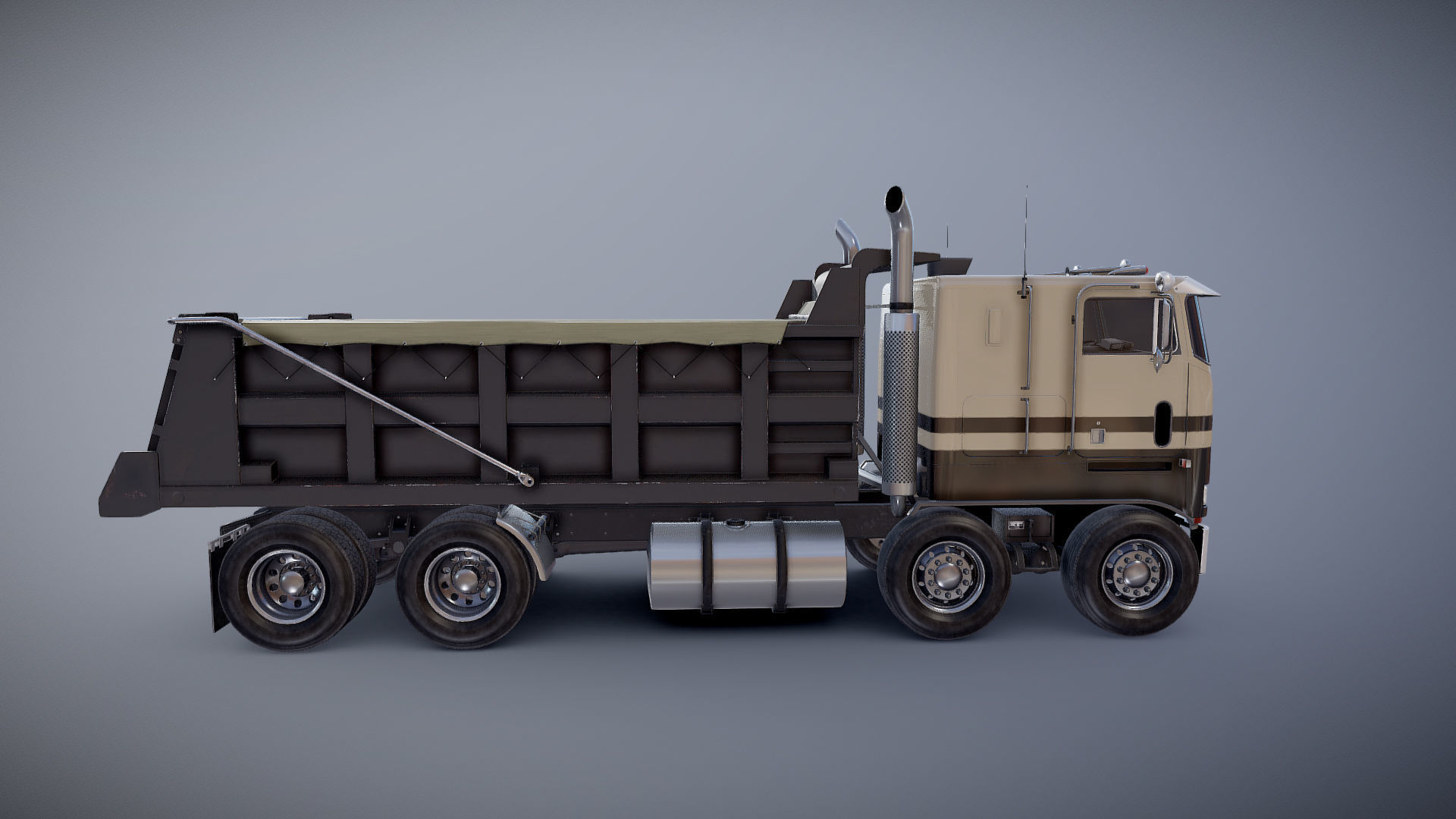 Peterbilt 362 tandem dump truck Low-poly 3D model_23