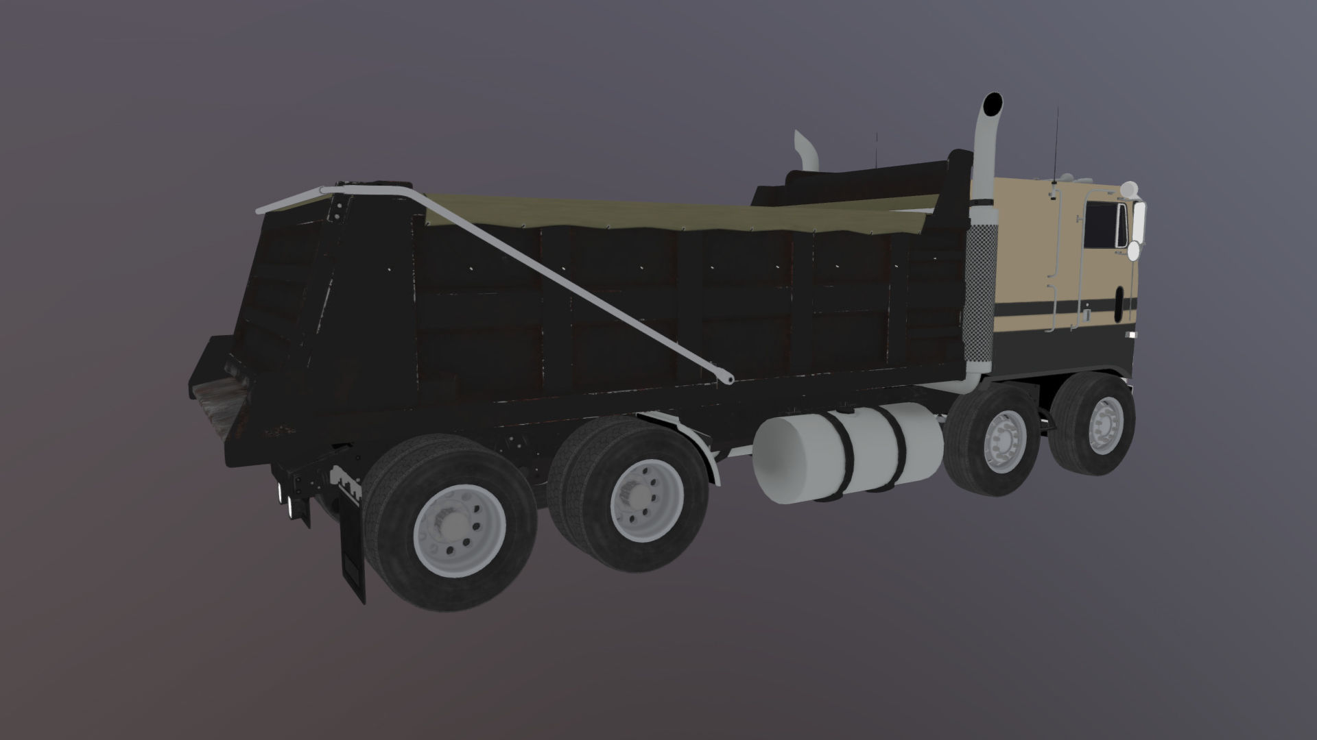 Peterbilt 362 tandem dump truck Low-poly 3D model_37