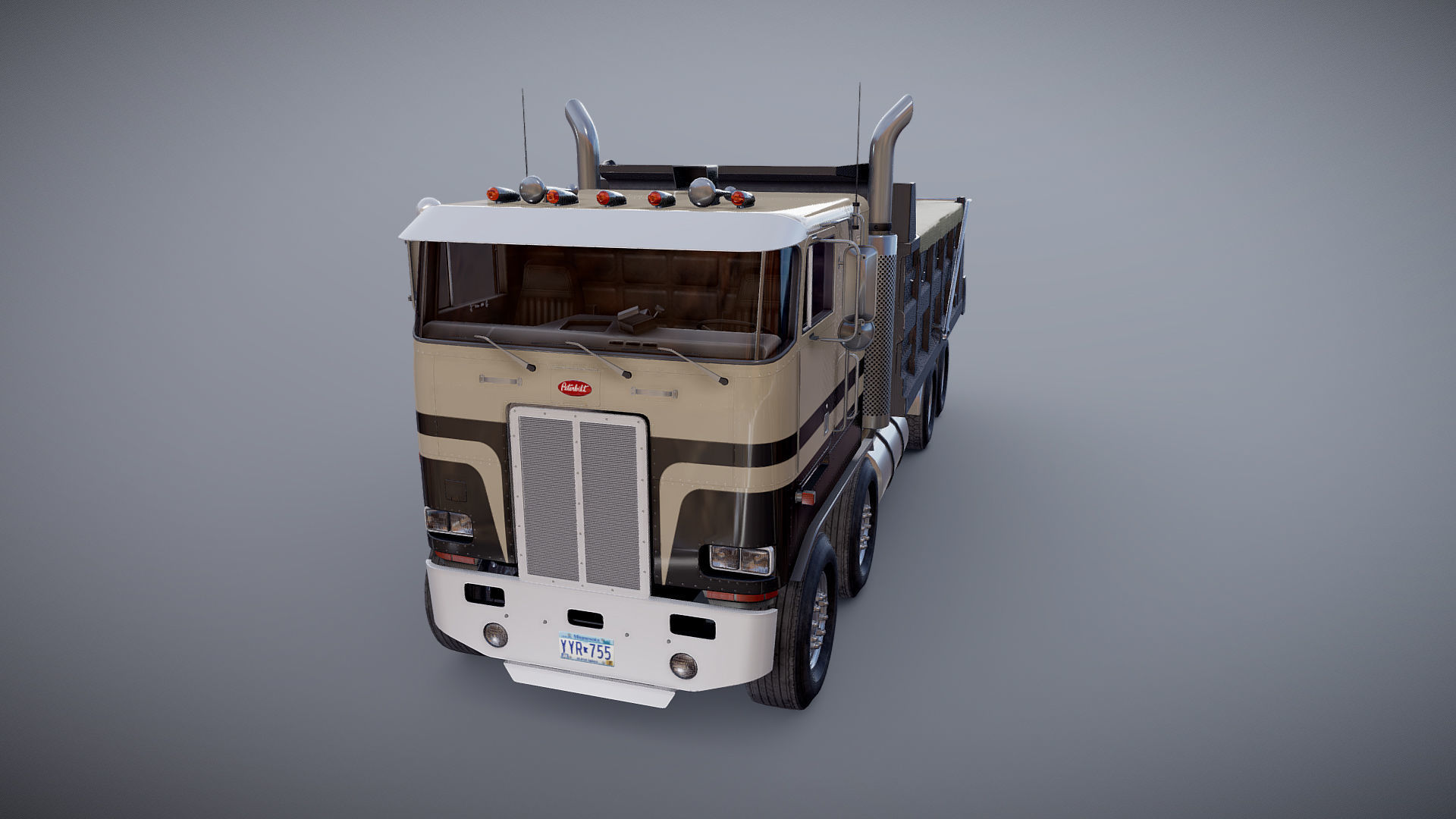 Peterbilt 362 tandem dump truck Low-poly 3D model_25