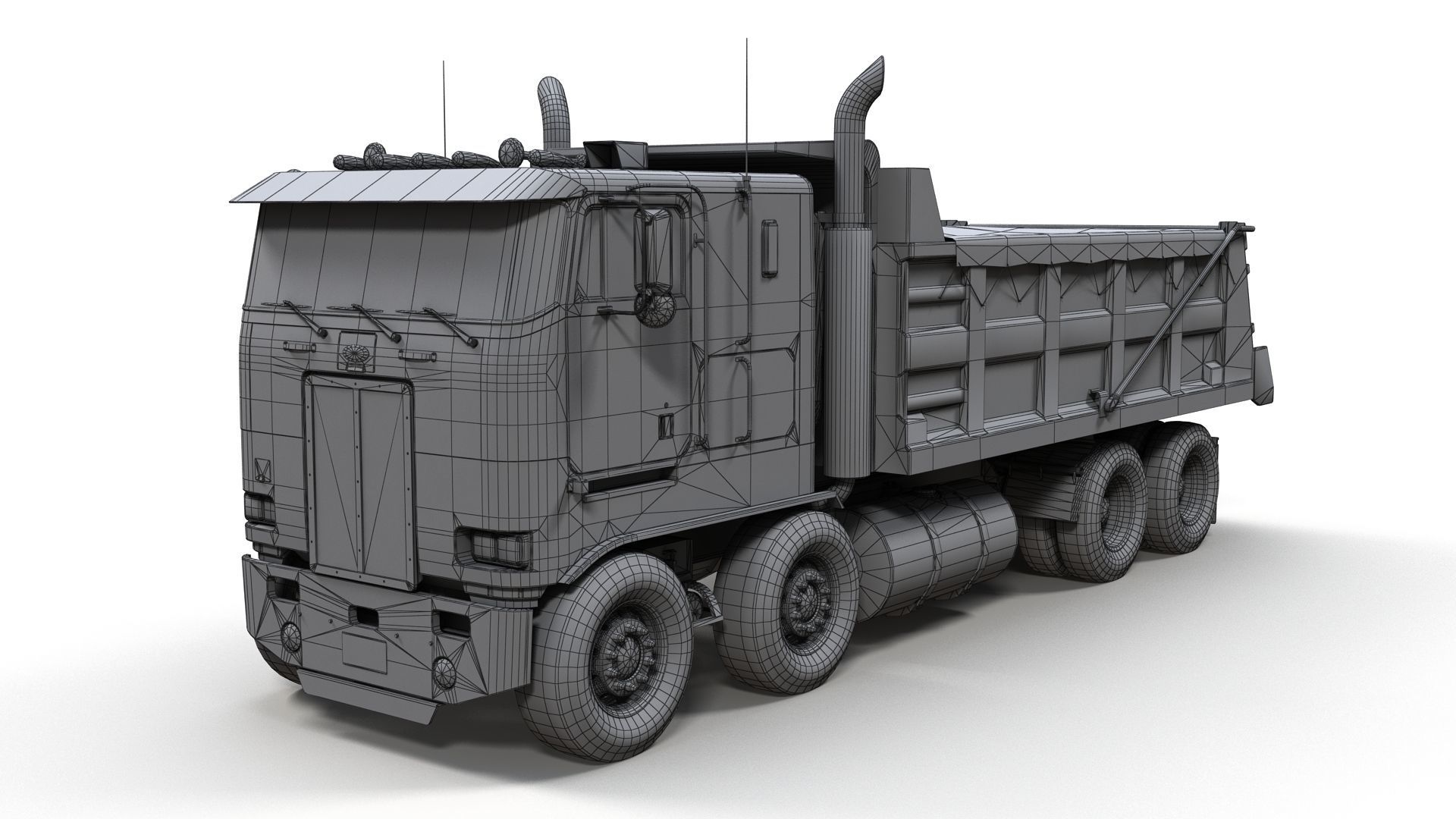 Peterbilt 362 tandem dump truck Low-poly 3D model_13