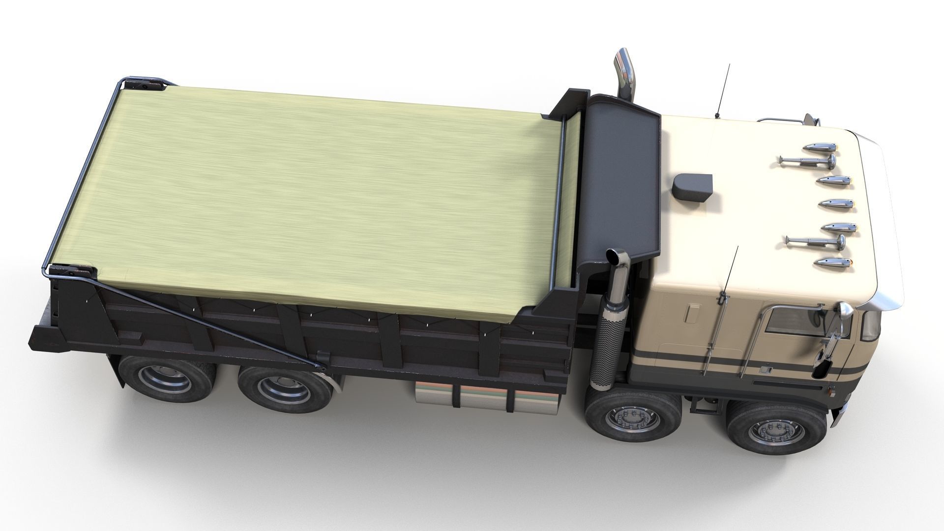 Peterbilt 362 tandem dump truck Low-poly 3D model_3
