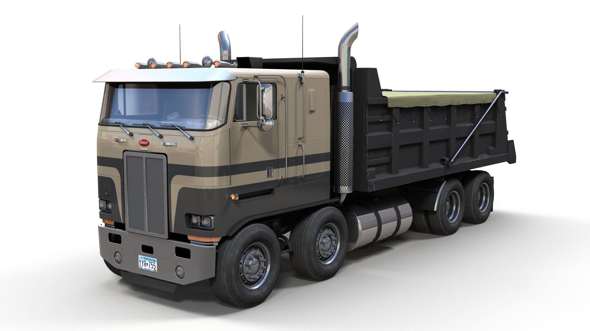 Peterbilt 362 tandem dump truck Low-poly 3D model_1