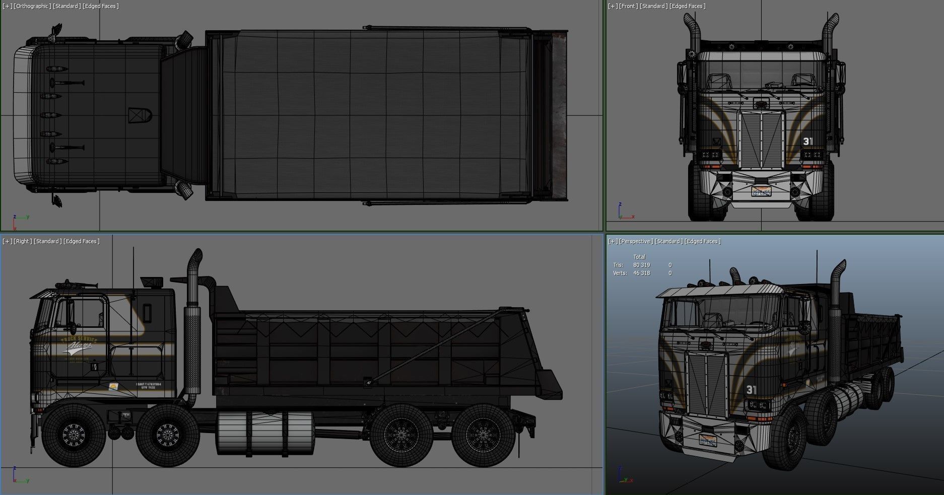 Peterbilt 362 tandem dump truck Low-poly 3D model_42