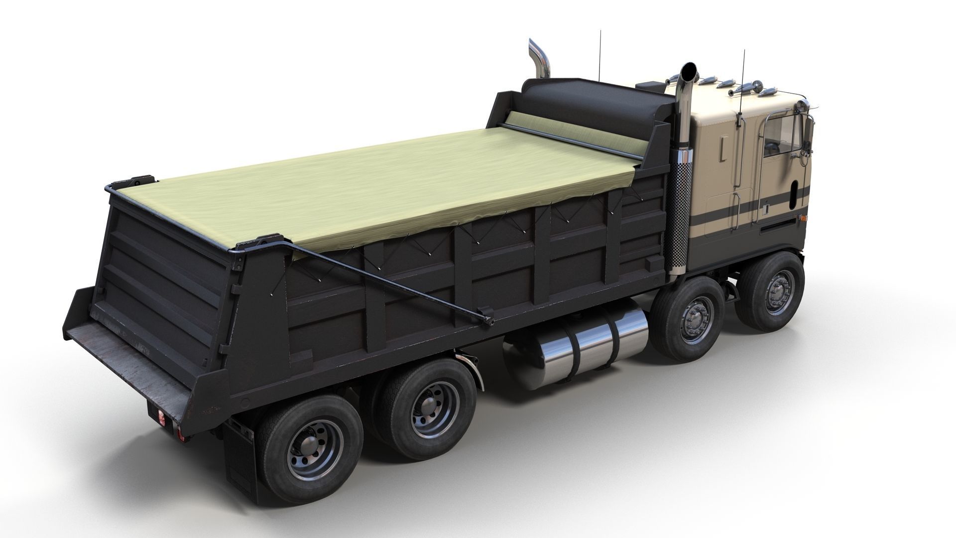 Peterbilt 362 tandem dump truck Low-poly 3D model_2