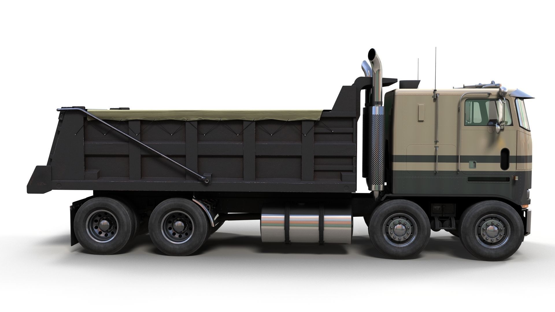 Peterbilt 362 tandem dump truck Low-poly 3D model_6