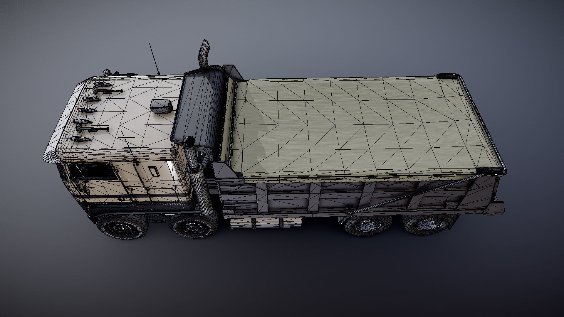 Peterbilt 362 tandem dump truck Low-poly 3D model_29