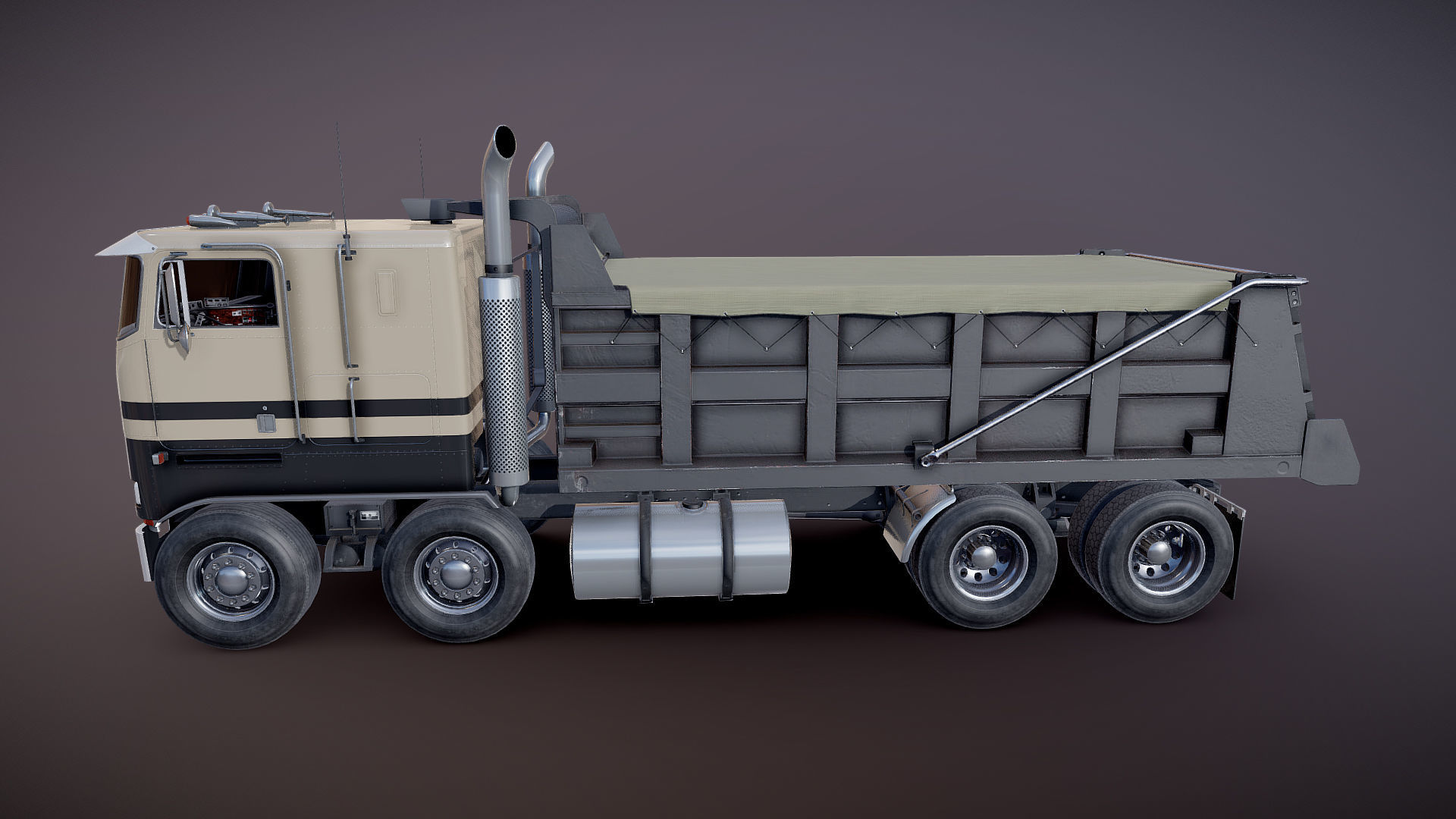 Peterbilt 362 tandem dump truck Low-poly 3D model_24