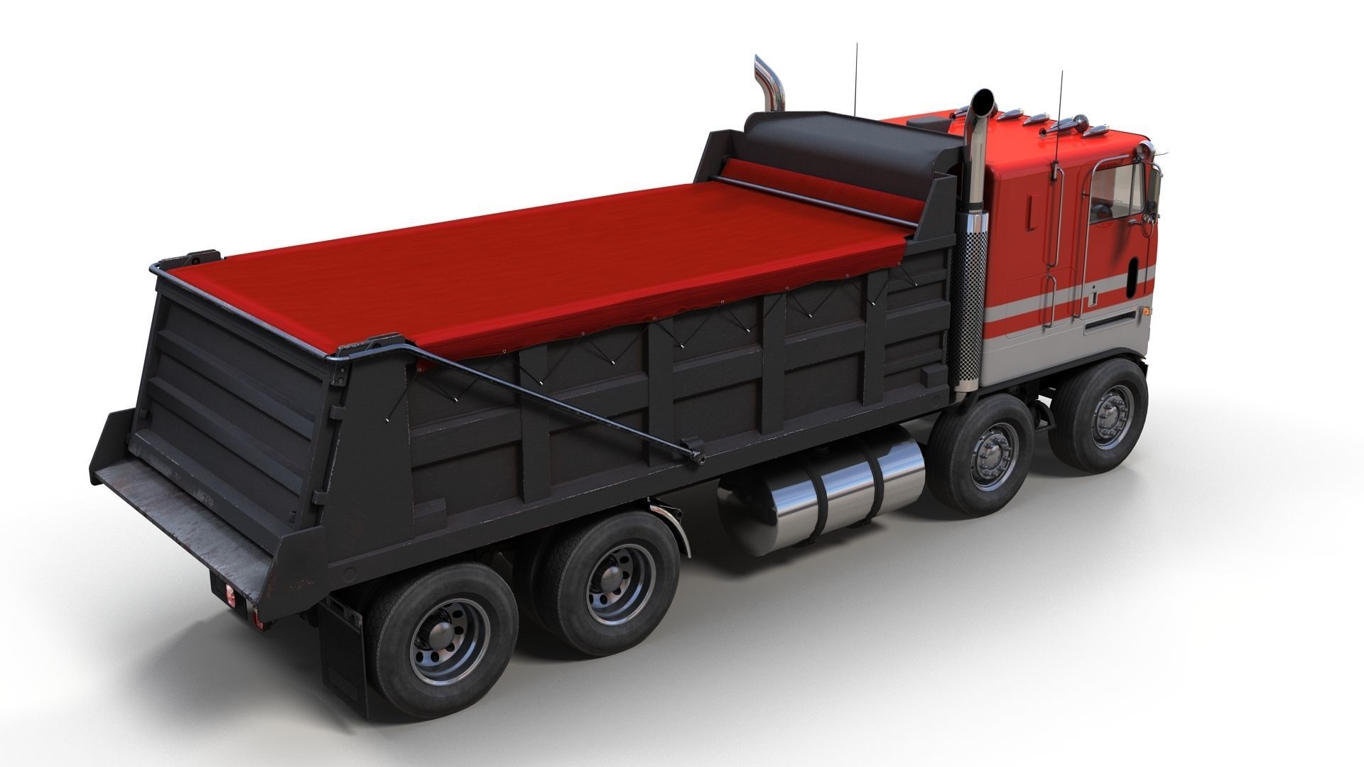 Peterbilt 362 tandem dump truck Low-poly 3D model_10