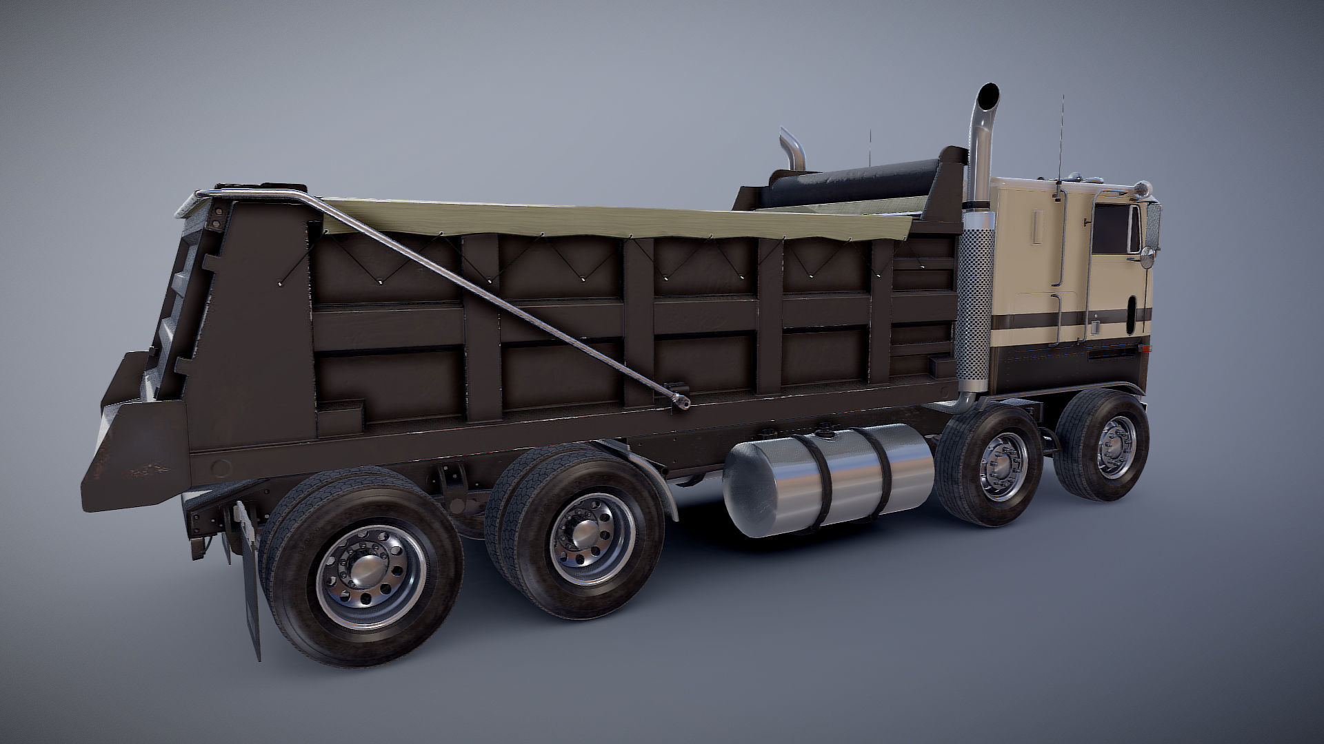 Peterbilt 362 tandem dump truck Low-poly 3D model_22