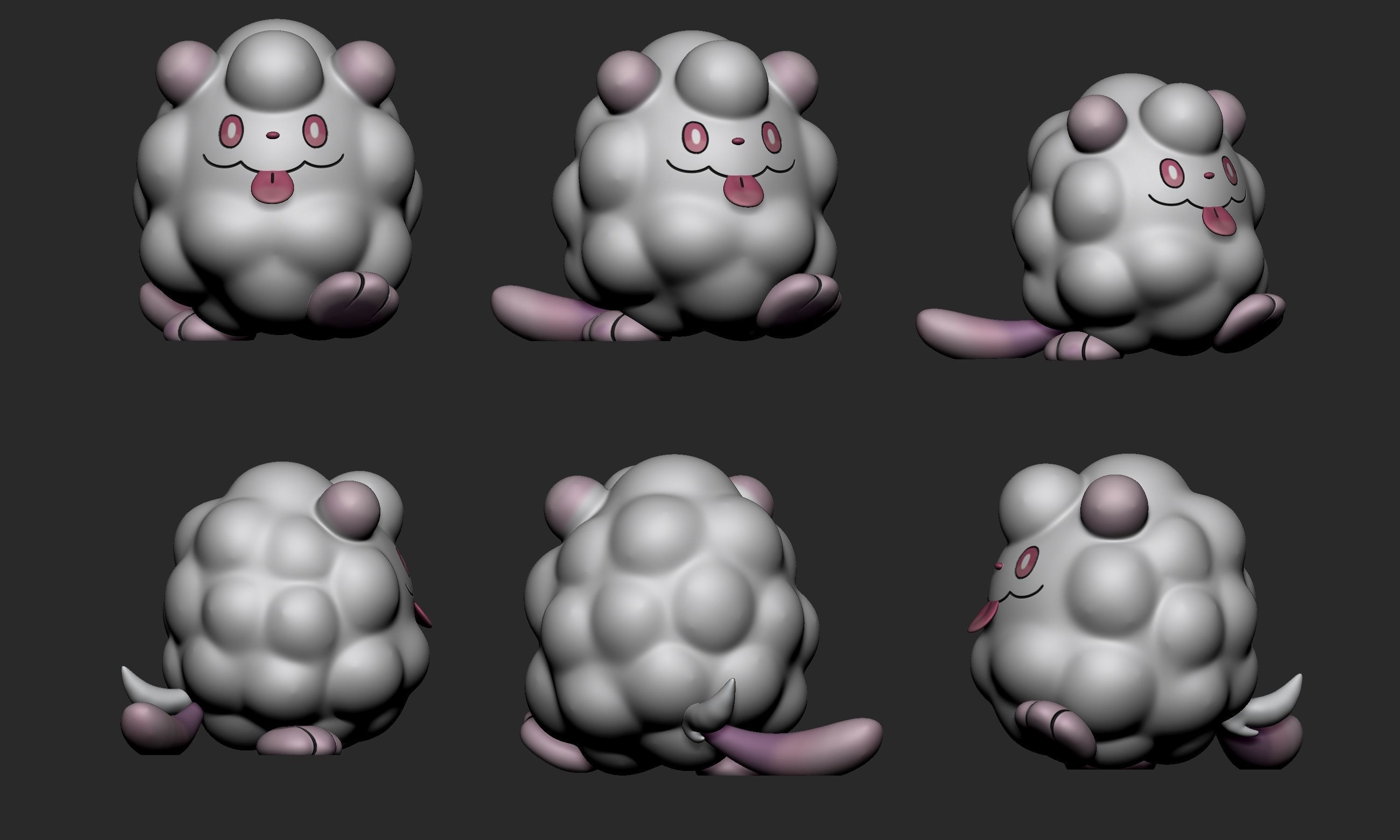 Pokemon - Swirlix and Slurpuff with 2 poses 3D print model_7