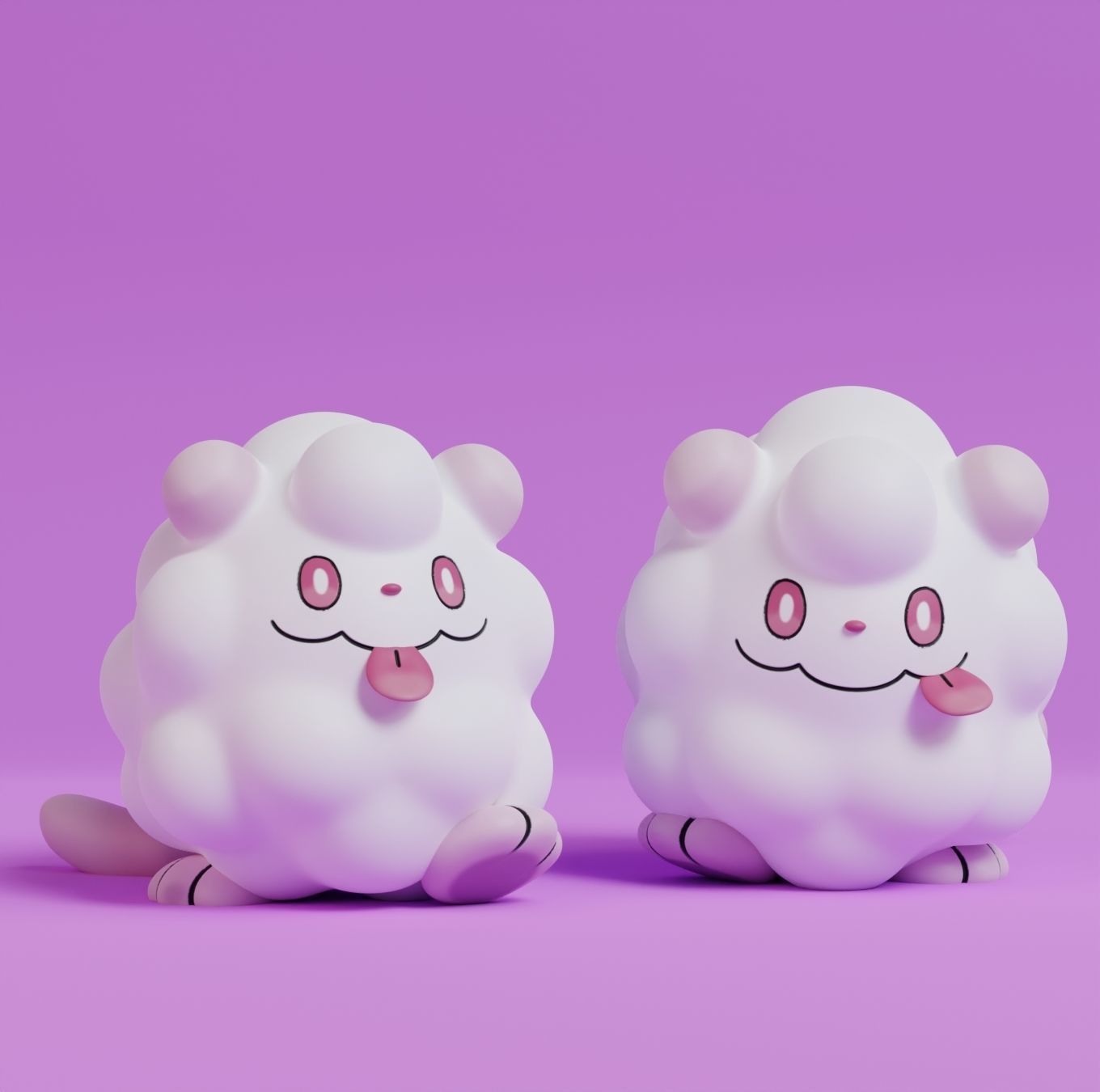 Pokemon - Swirlix and Slurpuff with 2 poses 3D print model_6