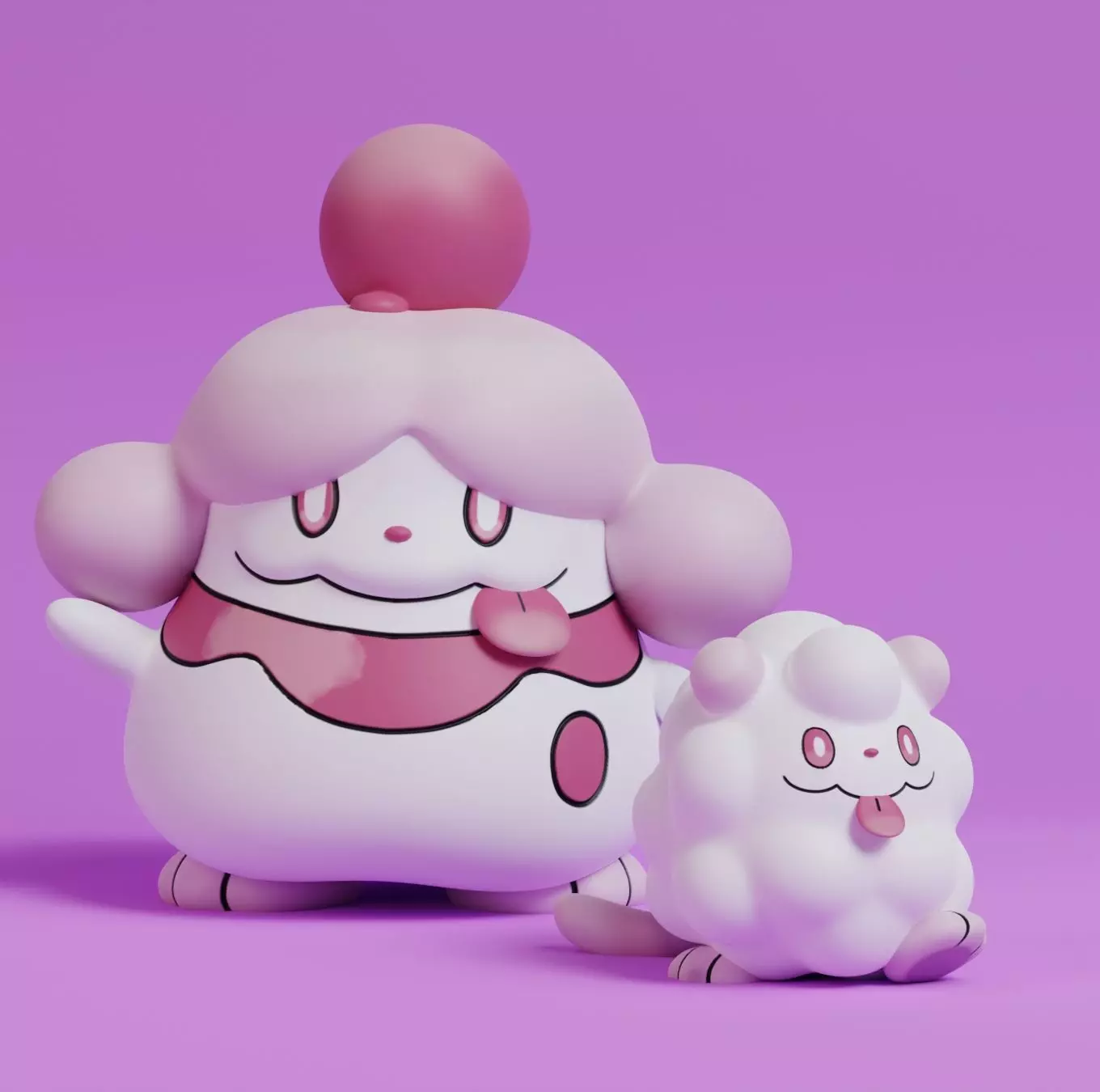 Pokemon - Swirlix and Slurpuff with 2 poses 3D print model_0