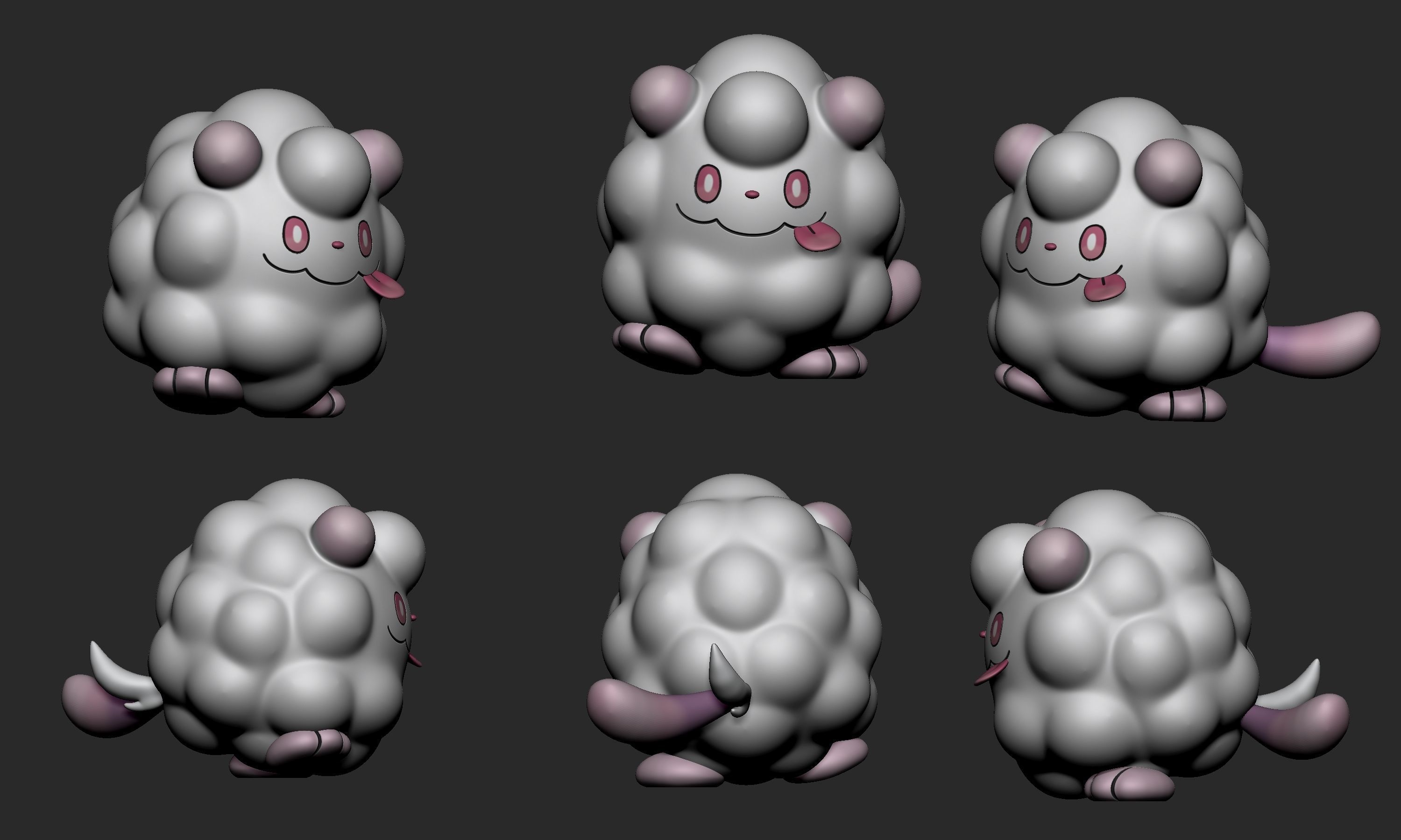 Pokemon - Swirlix and Slurpuff with 2 poses 3D print model_9