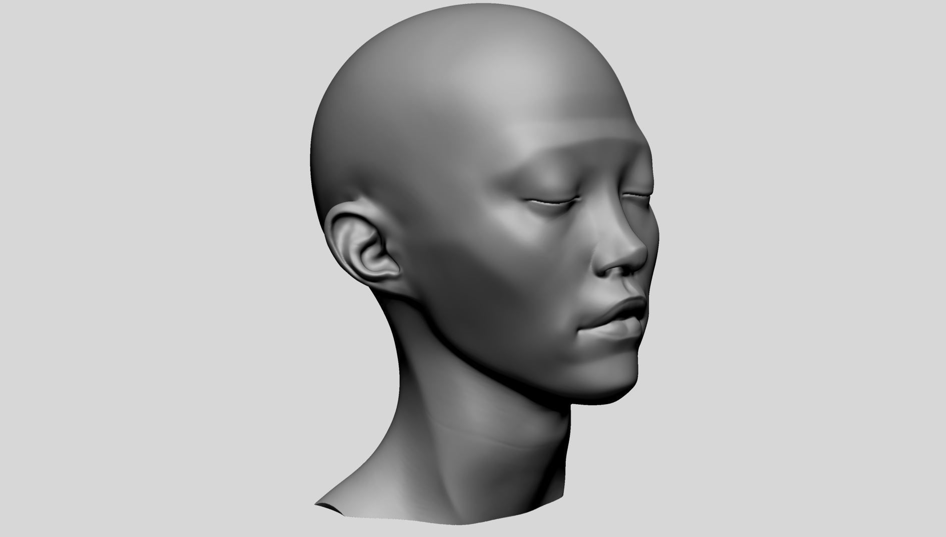 Female Head Printable A 3D print model_1