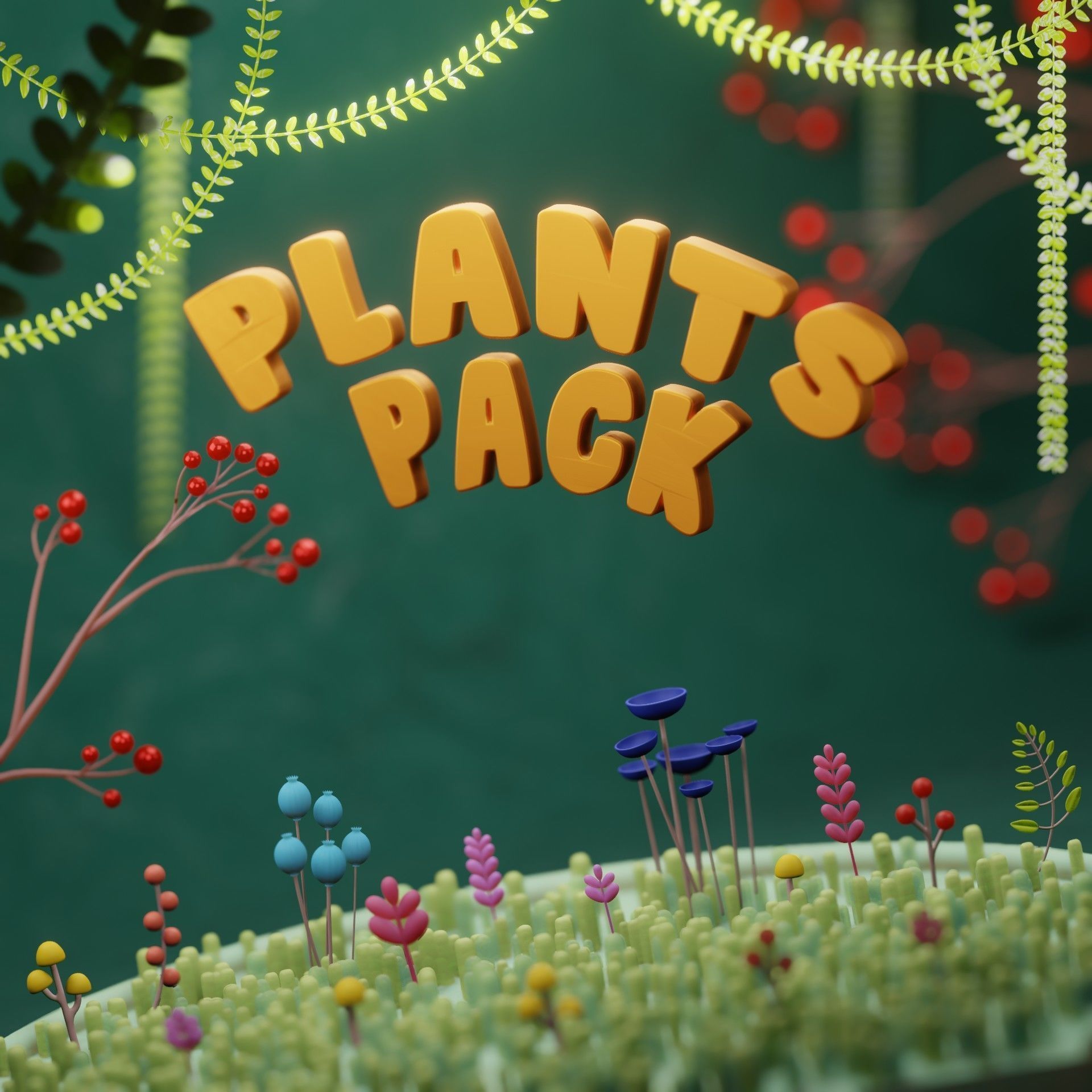 Stylized Plants Pack 3D model_17