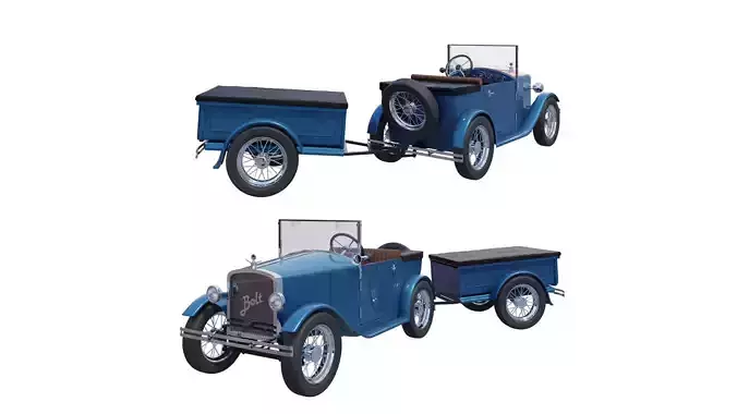 Children retro pedal car blue