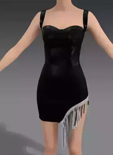 DRESS SILK SATIN AND COTTON CORSET DRESS TASSEL DETAIL LOOK