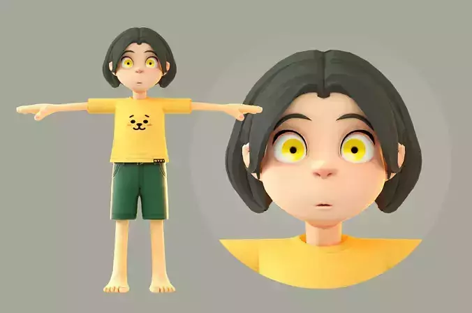 Cartoon youth  teenager  child  student handsome boy  child