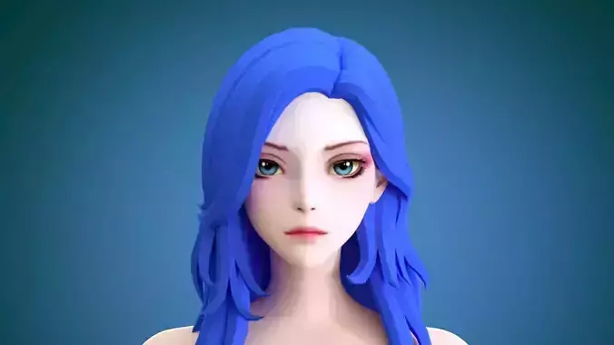 sister cartoon avatar beauty portrait model 3D model