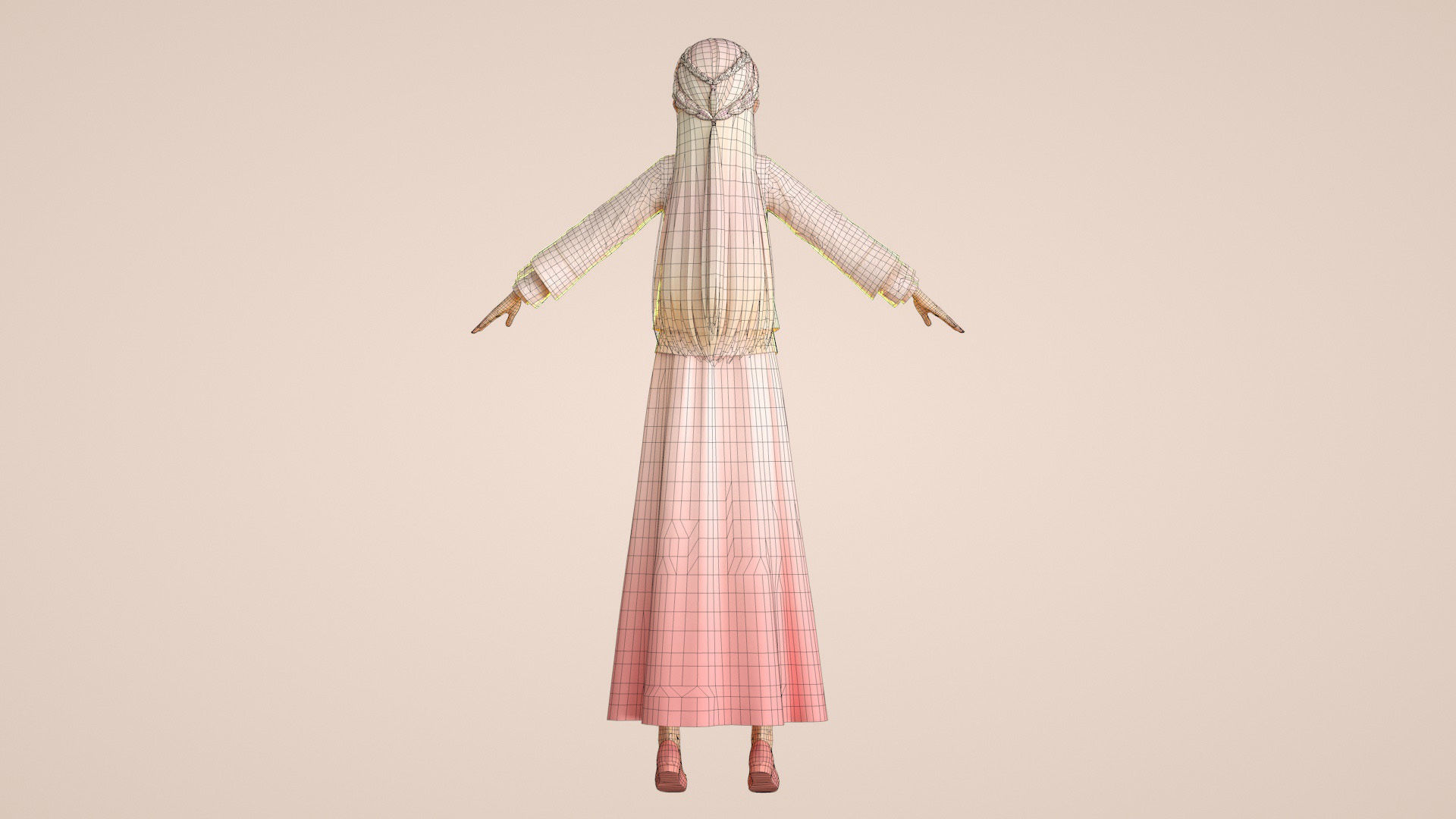 Cartoon Tang suit girl Chinese buckle top retro little girl 3D model_11