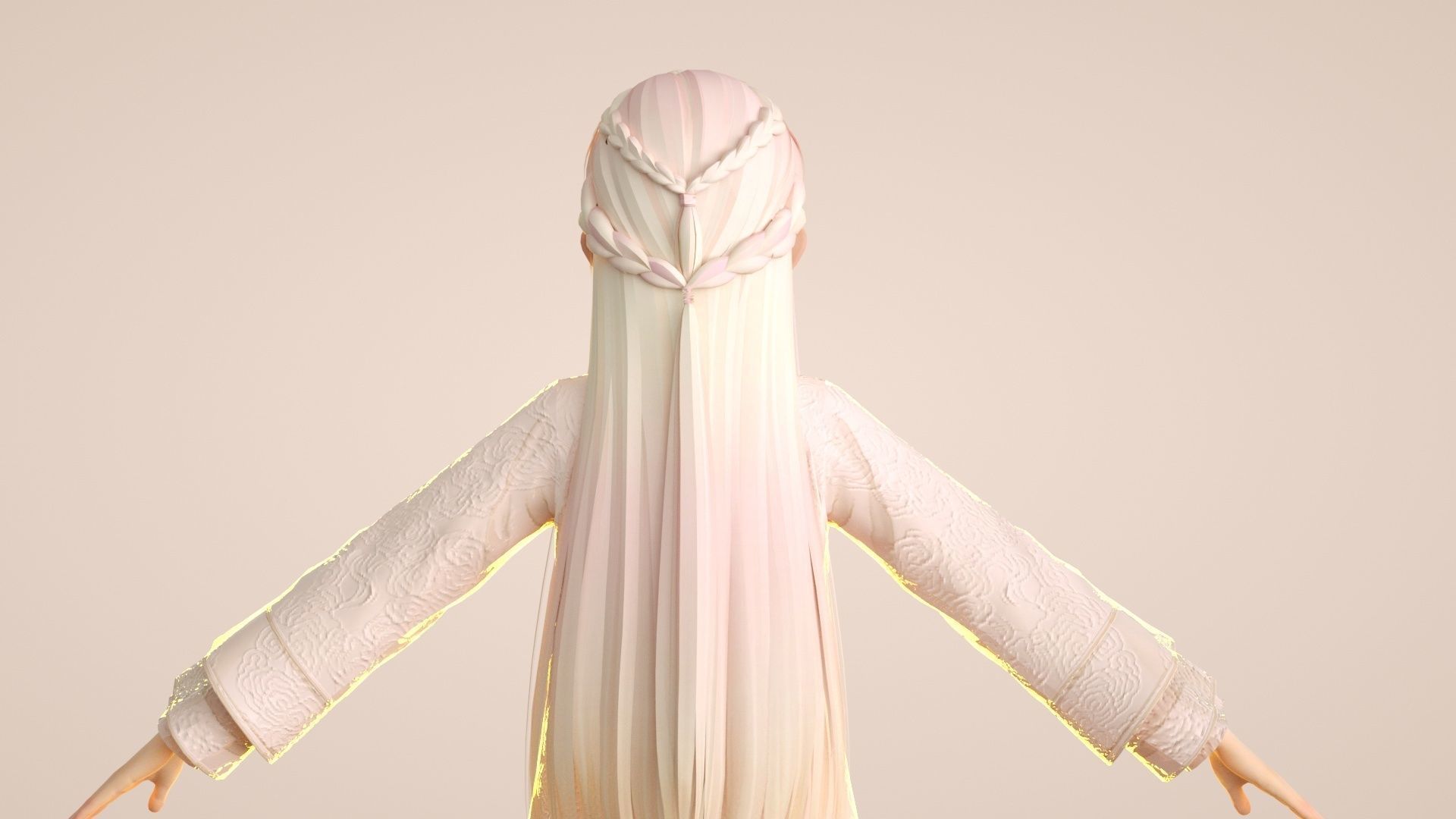 Cartoon Tang suit girl Chinese buckle top retro little girl 3D model_5