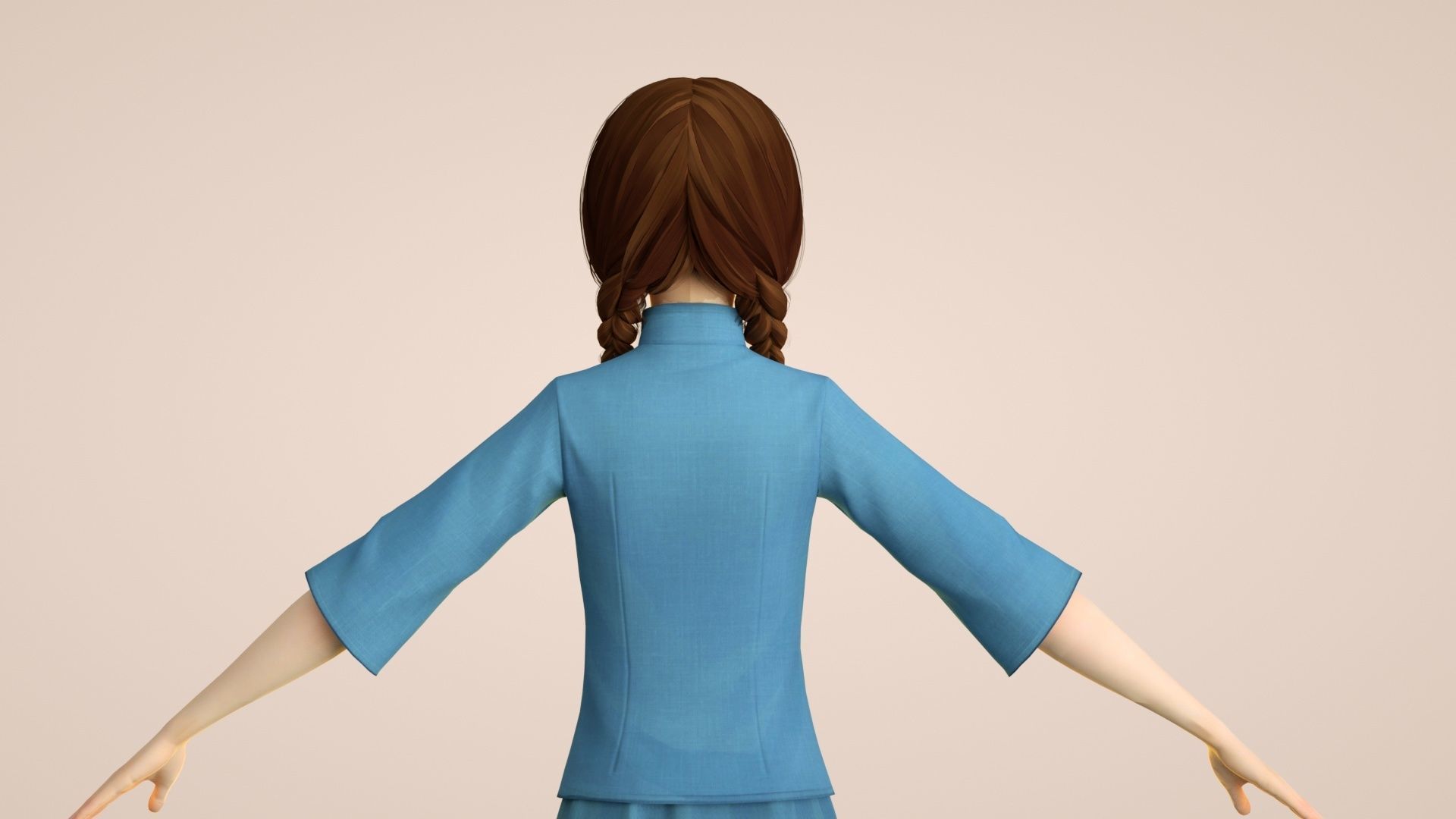 Cartoon female students of the Republic of China tunic suits 3D model_6