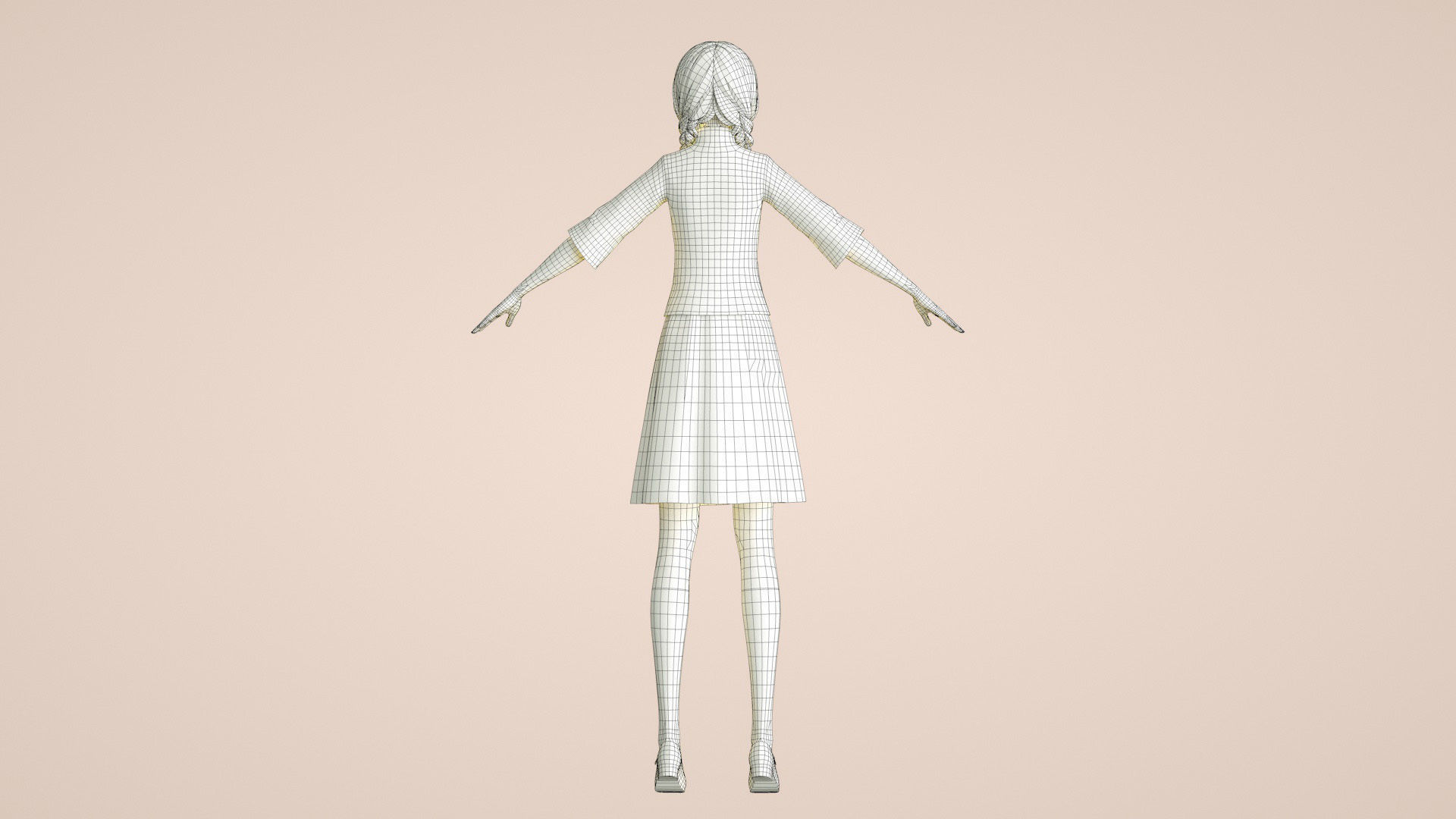 Cartoon female students of the Republic of China tunic suits 3D model_15