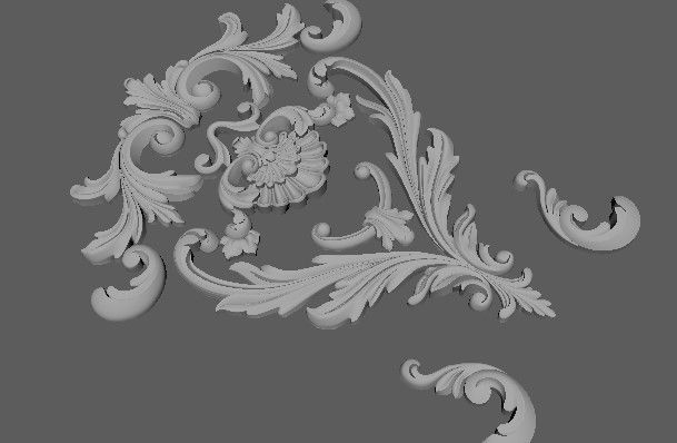 Central decor ornament for furniture 3D model_2