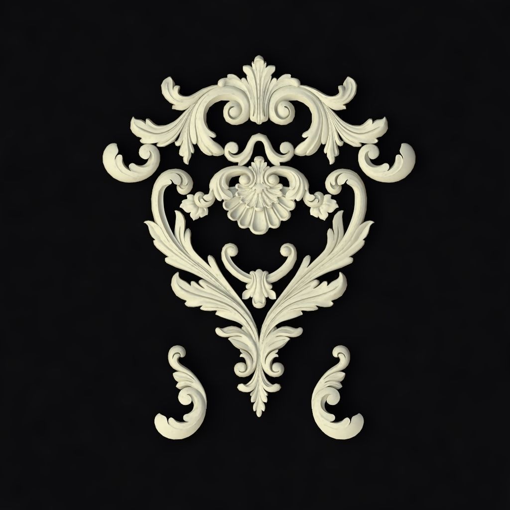 Central decor ornament for furniture 3D model_1