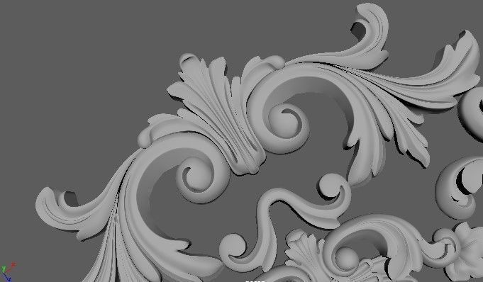 Central decor ornament for furniture 3D model_4