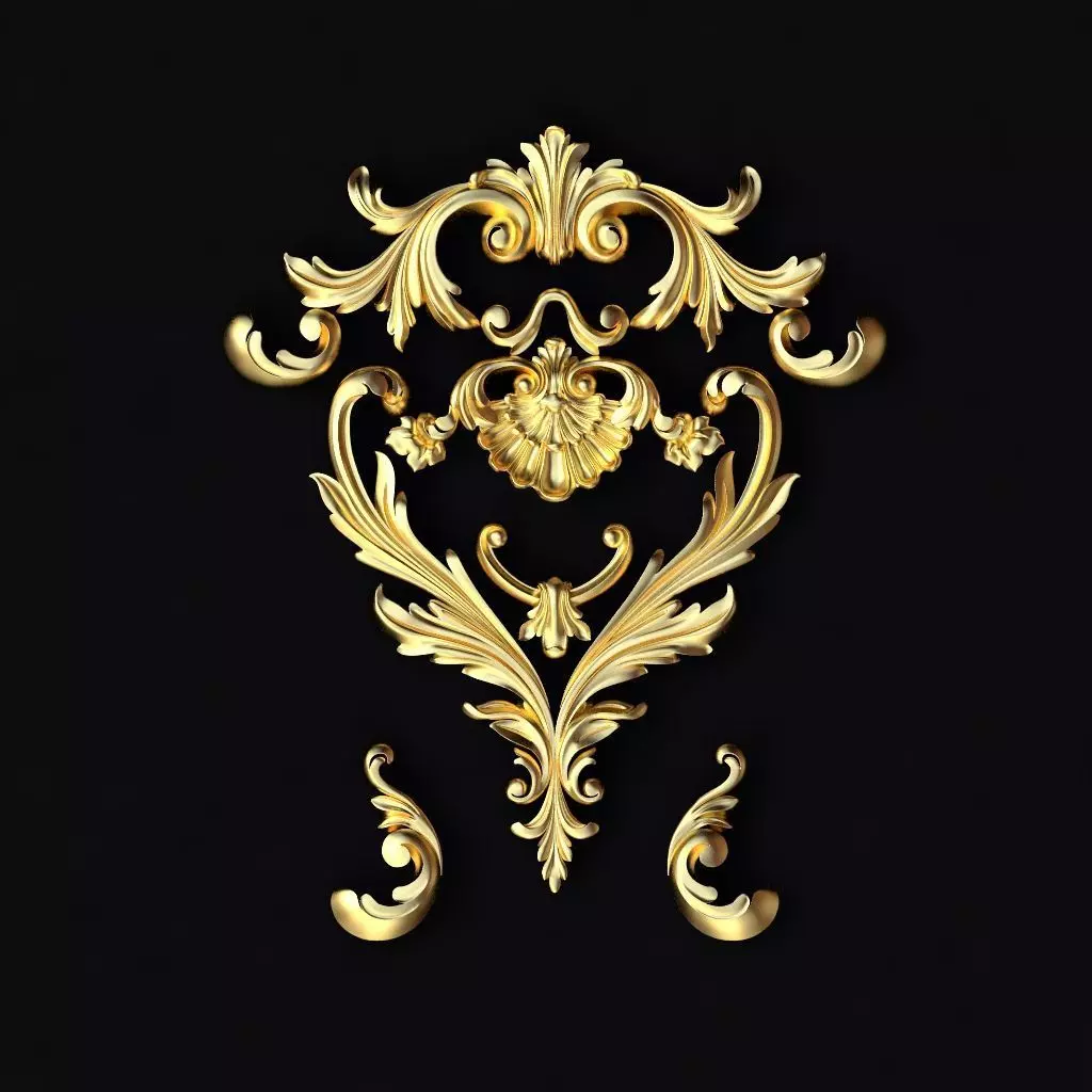 Central decor ornament for furniture 3D model_0