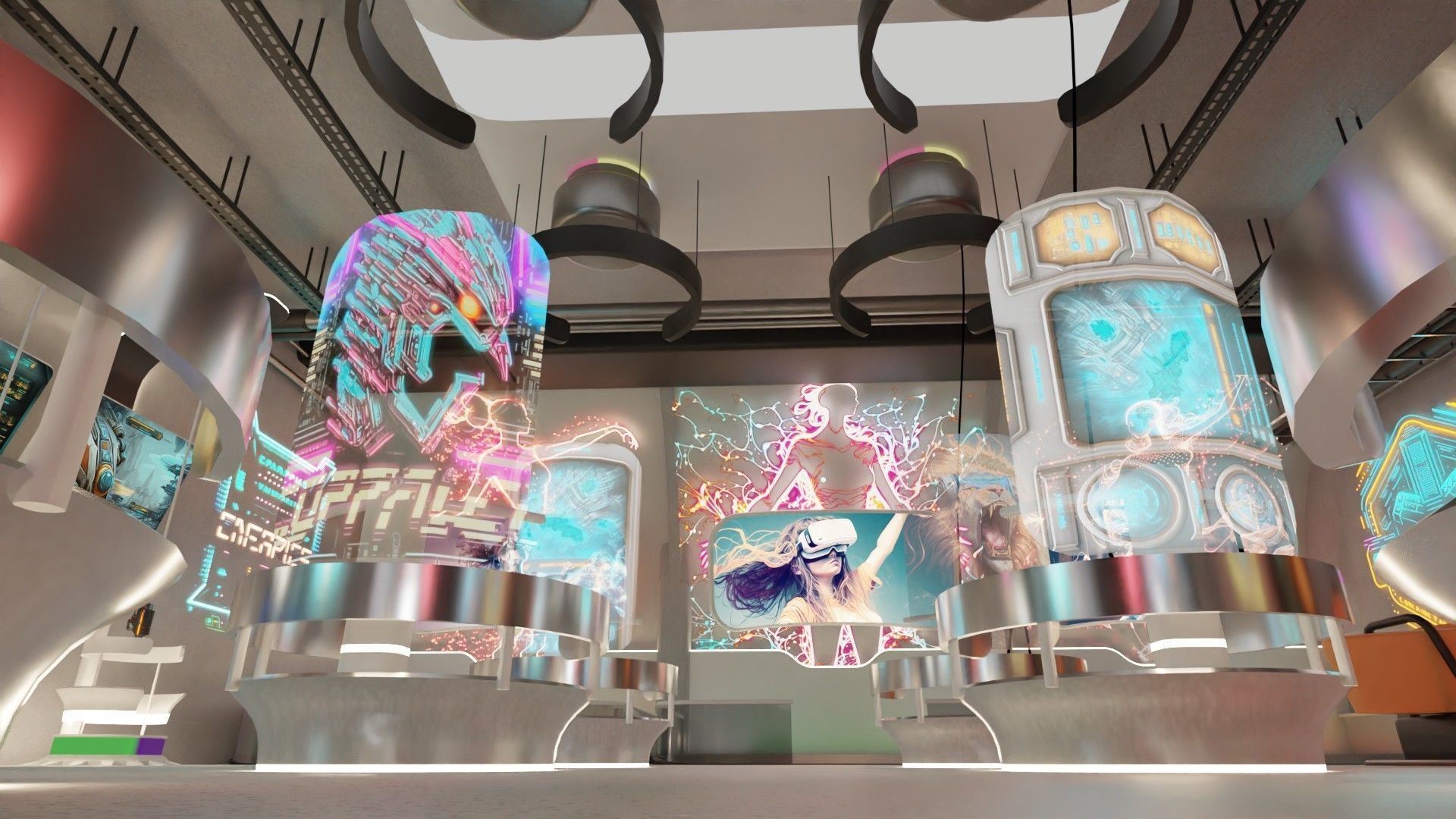 Cyberpunk Arcade Low-poly 3D model_4